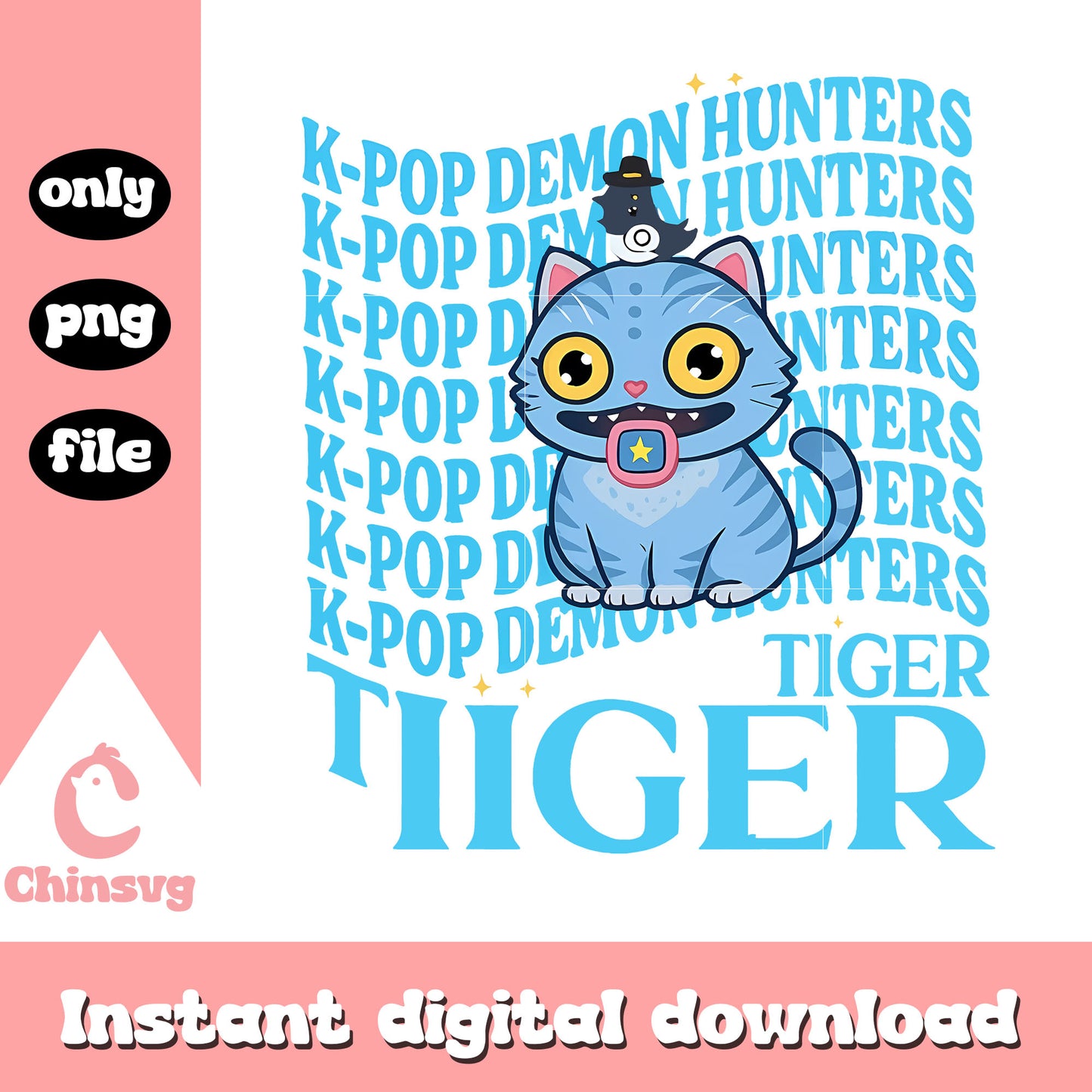 Kpop demon hunters tiger cute png, demon derpy character png