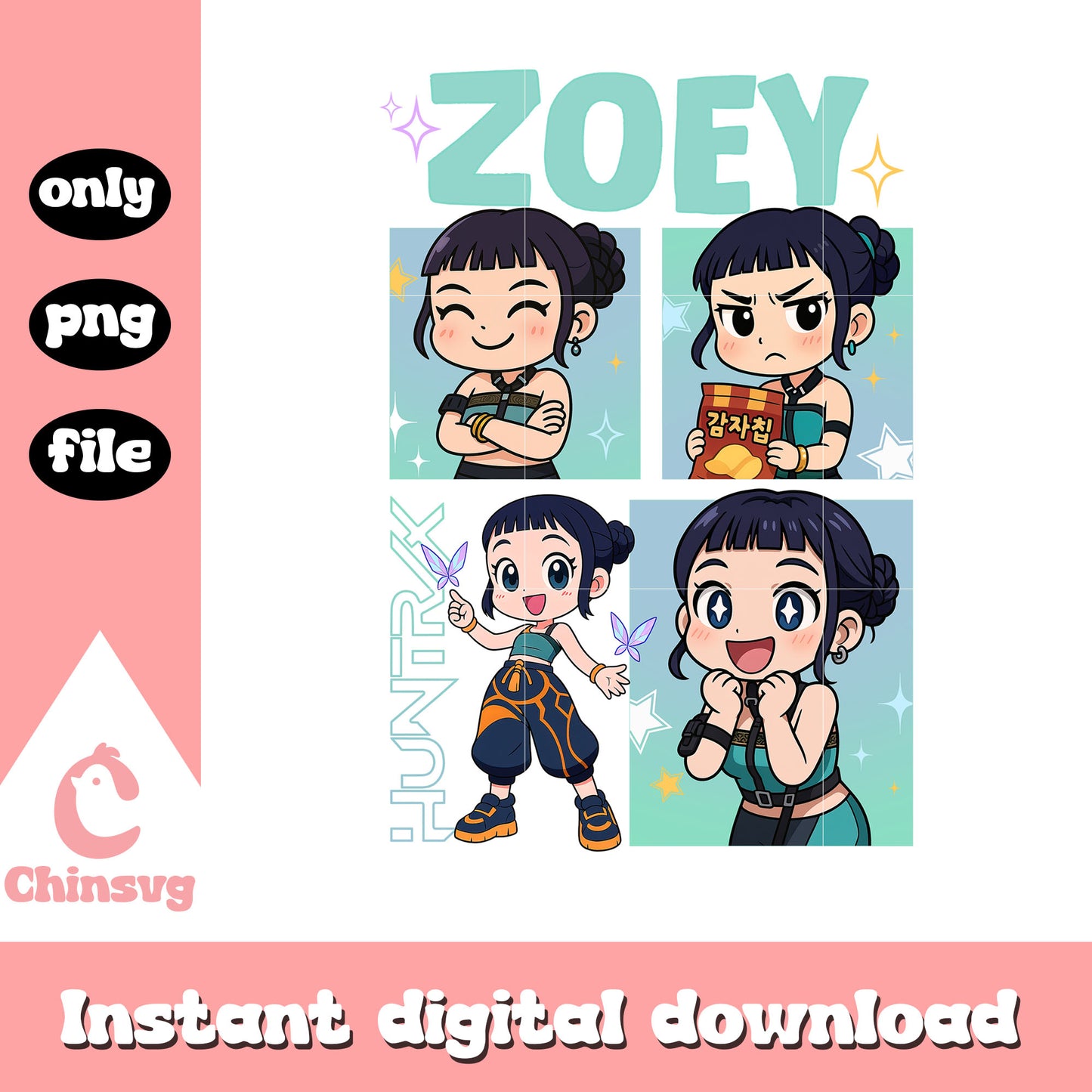 Kpop demon hunters zoey t-shirt design png, zoey from kpop demon hunters png