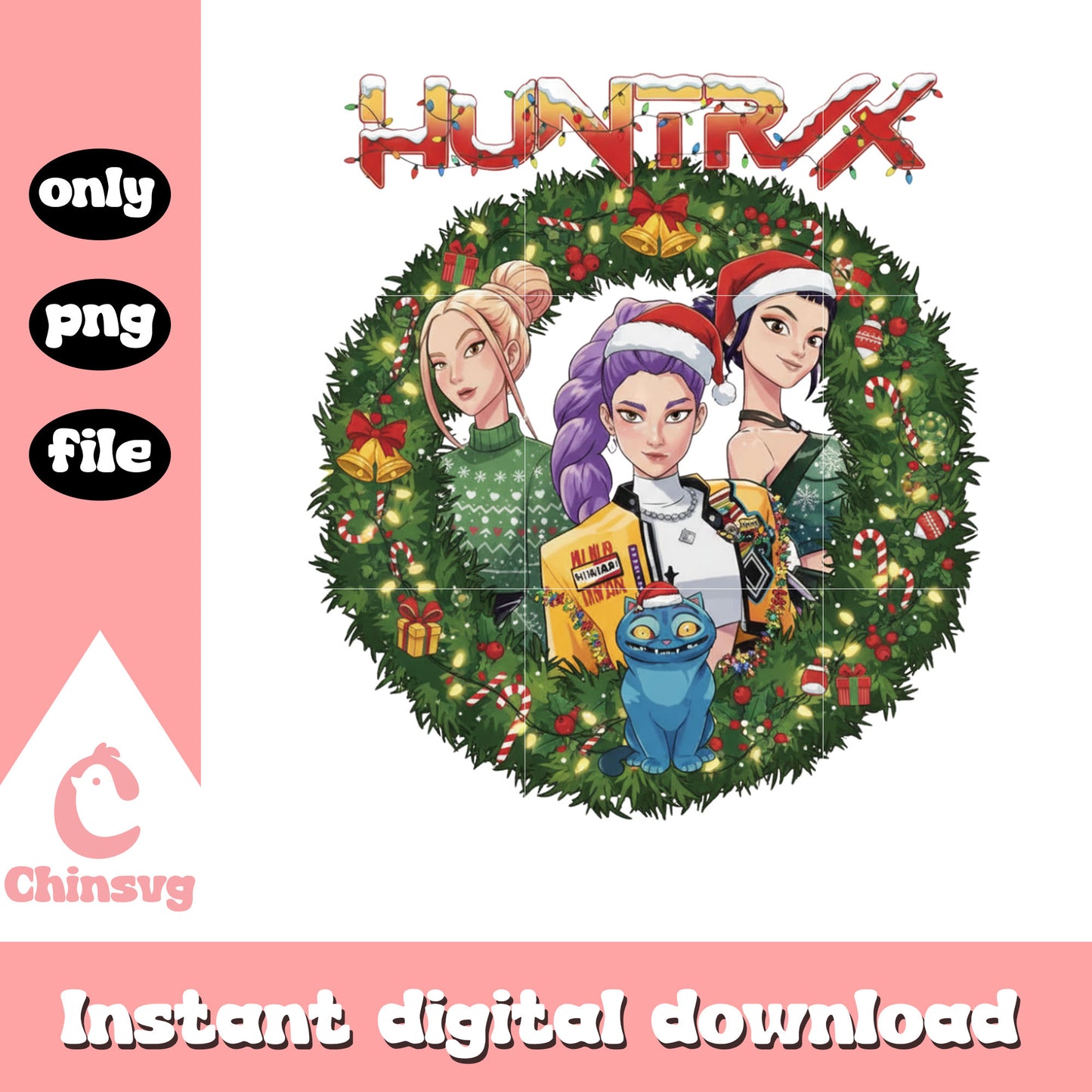 Kpop huntrix on christmas day png, christmas decorations png