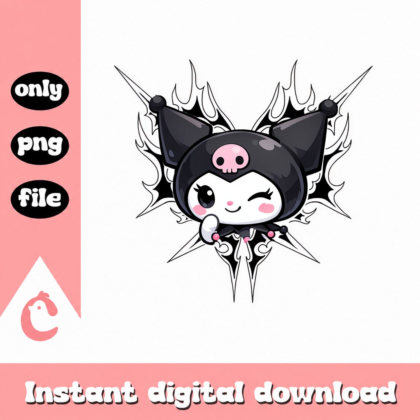 Kuromi Sanrio SVG PNG Bundle, Cute Skull Character, Digital PNG