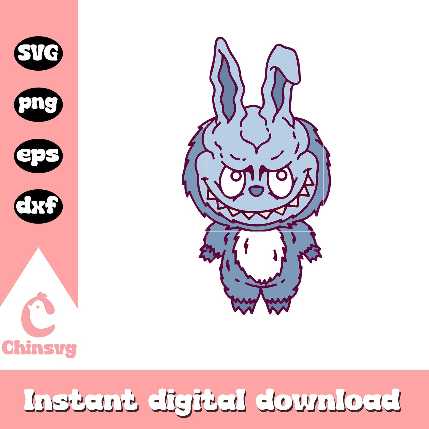 Labubu blue monster design svg, labubu the monsters svg