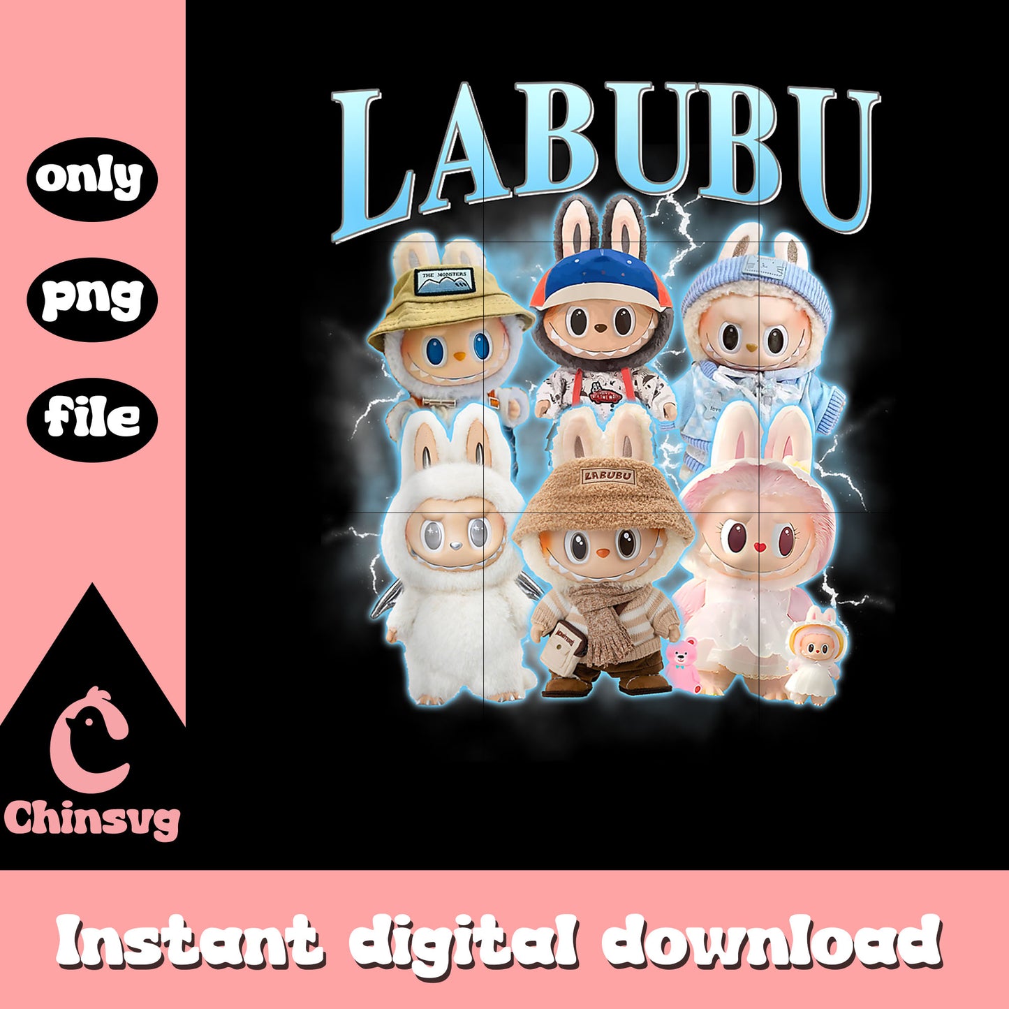 Labubu cute the monsters meme design png, labubu outfits png