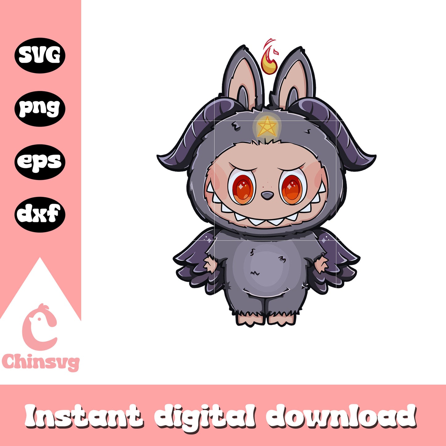 Labubu devil clothes design svg, labubu halloween svg