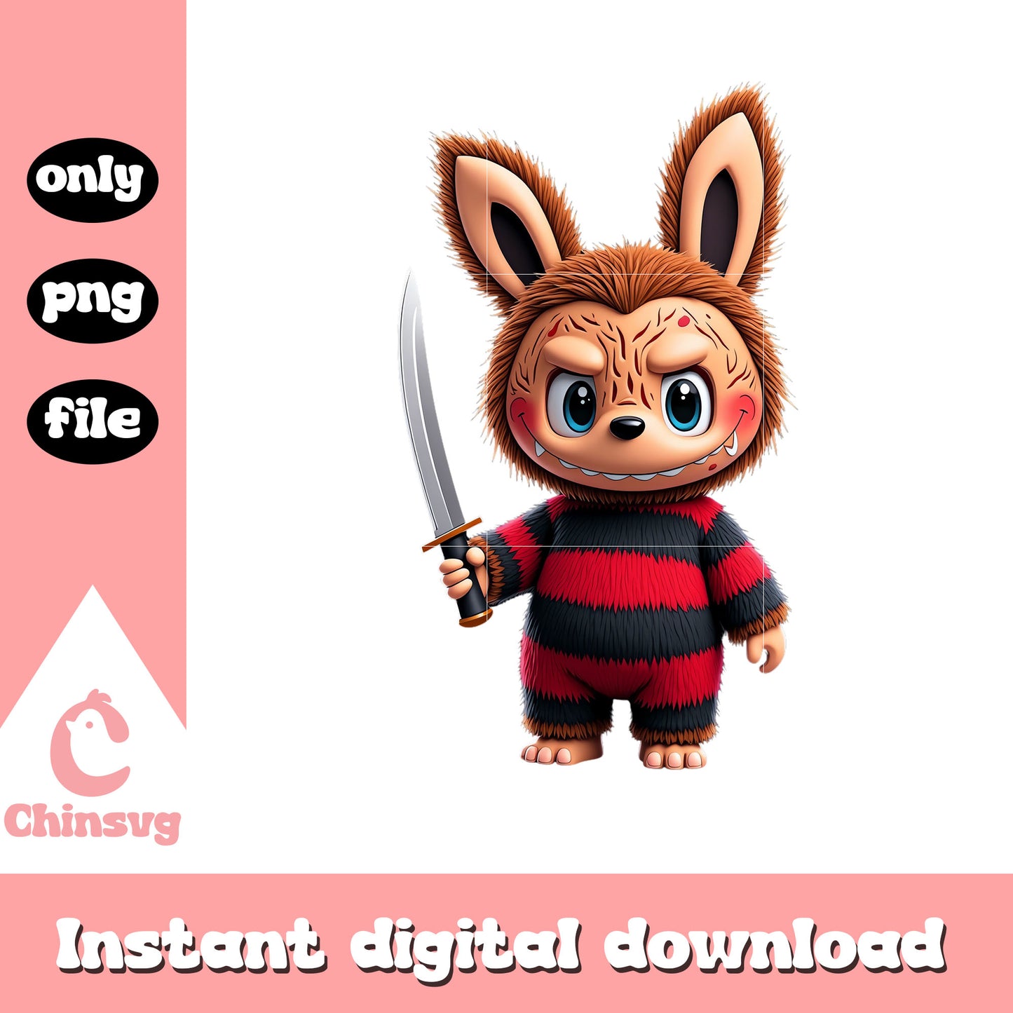 Labubu freddy krueger monster halloween png, halloween png