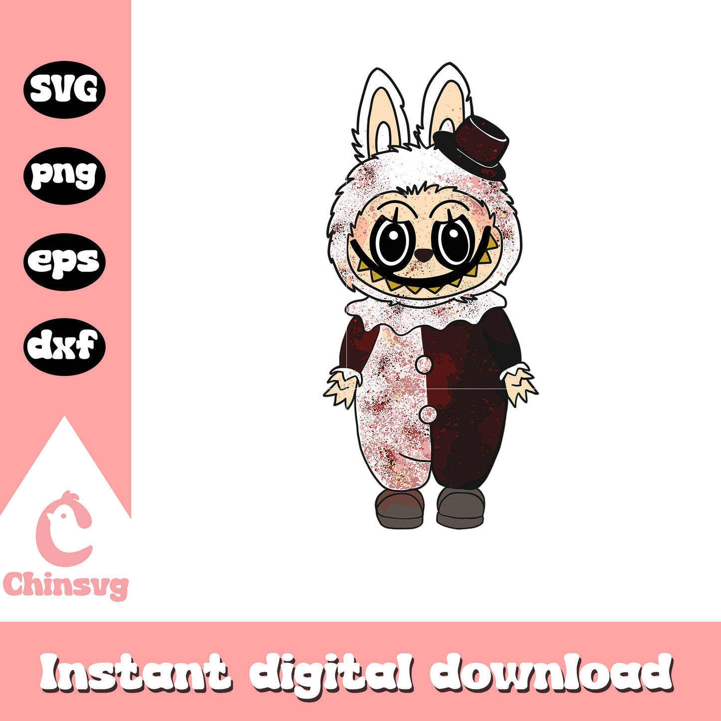 Labubu horror clown clothes clipart svg, clown halloween svg
