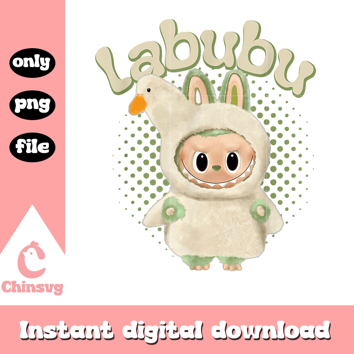Labubu lover cute duck drawing png, pop mart labubu png