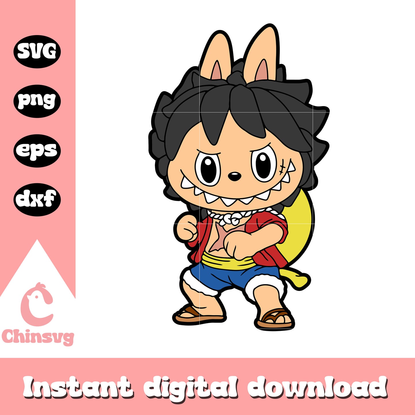 Labubu luffy halloween drawing svg, one piece cartoon svg