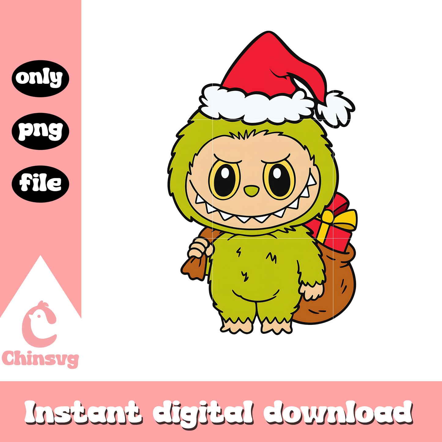 Labubu monster santa sack png, labubu the monsters png
