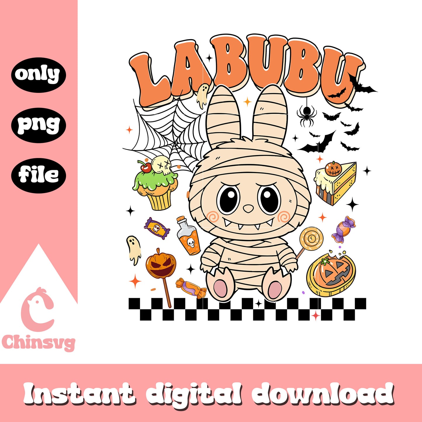 Labubu mummy monster halloween png, labubu clothing png