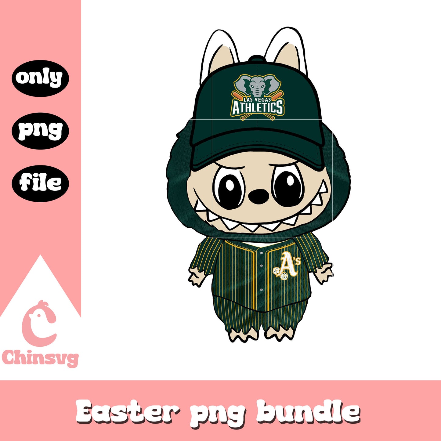 Labubu oakland athletics doll clothes png, oakland athletics png