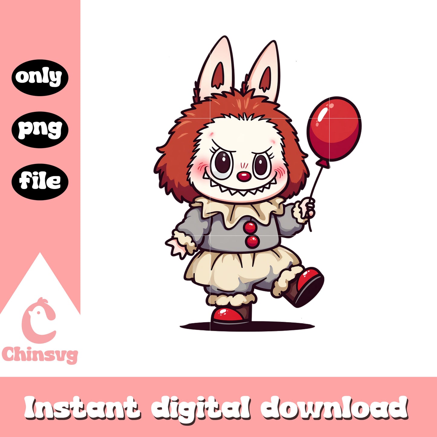 Labubu pennywise monster halloween png, pennywise it png