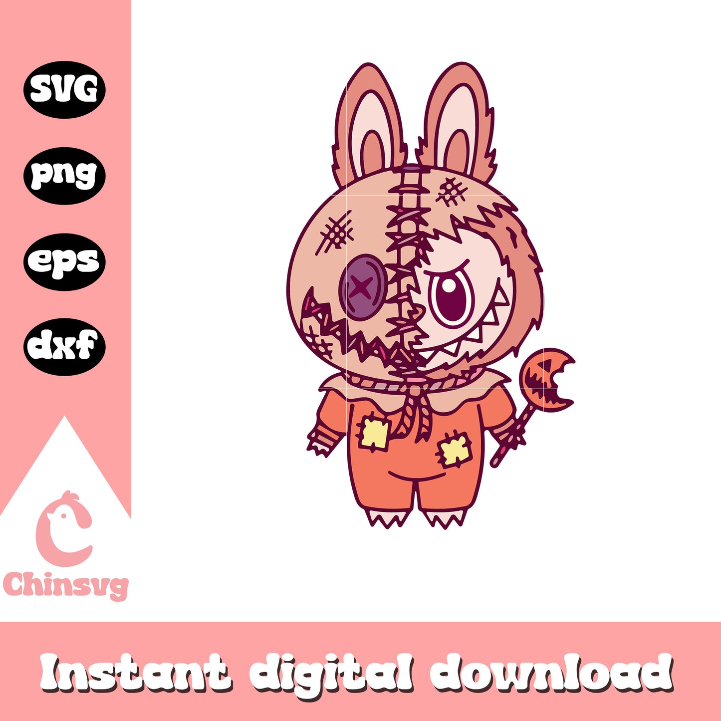 Labubu scarecrow design svg, night of the scarecrow svg