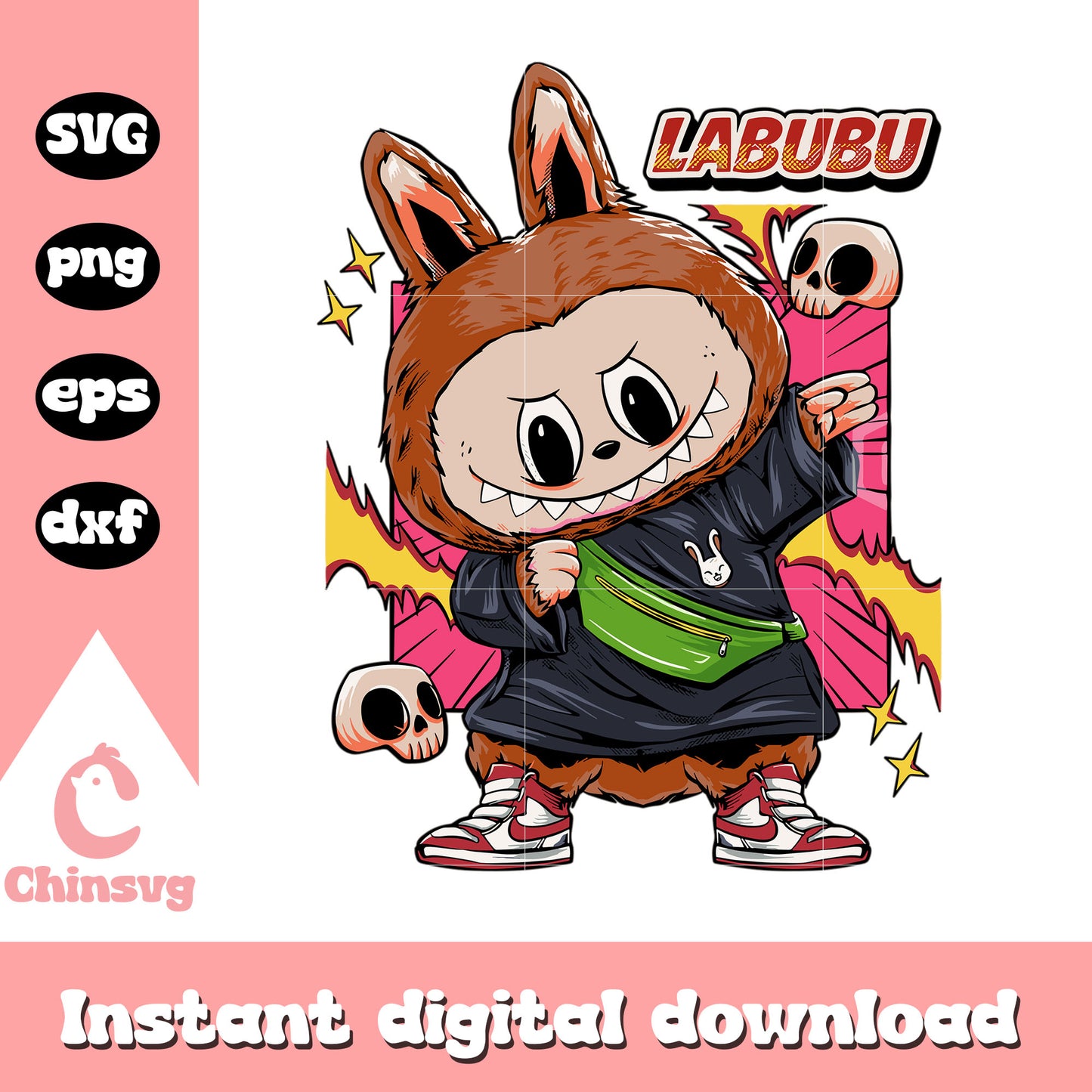 Labubu street style edition cute doll drawing svg, labubu art svg