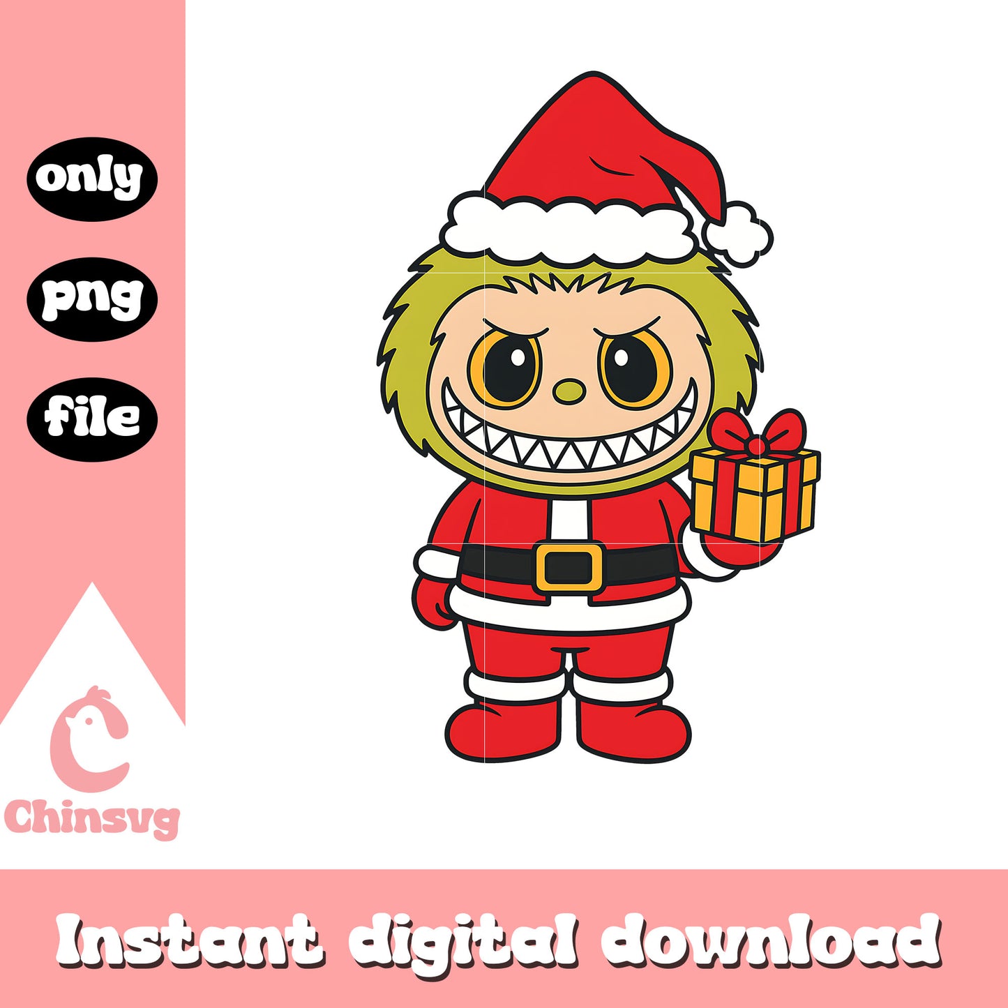 Labubu the grinch on christmas png, labubu dolls png