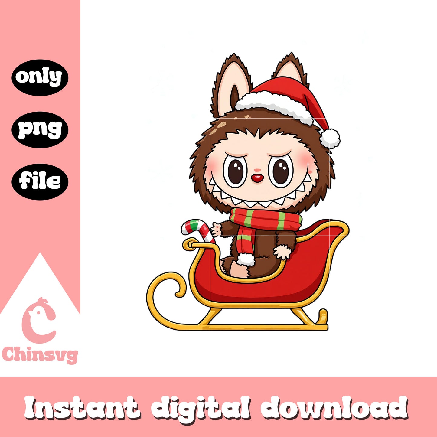 Labubu the monster on christmas day png, spirit christmas png