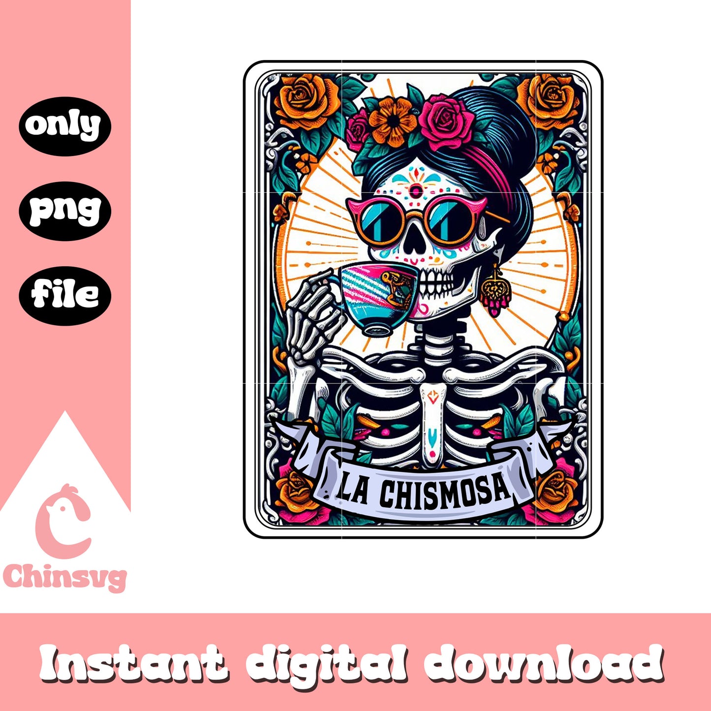 La chismosa card tarot png, woman skeleton png, tarot png