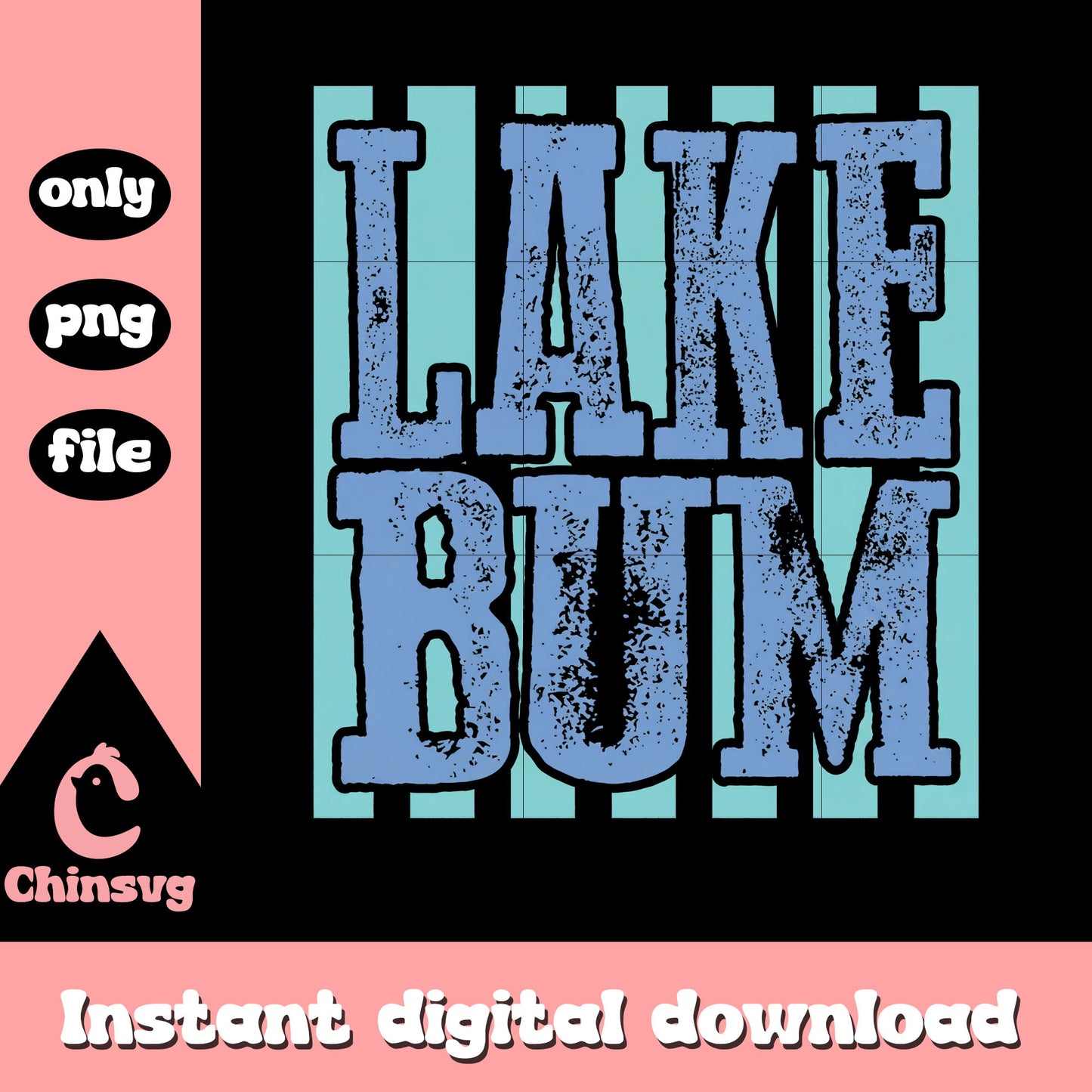 Lake bum stripes retro design png
