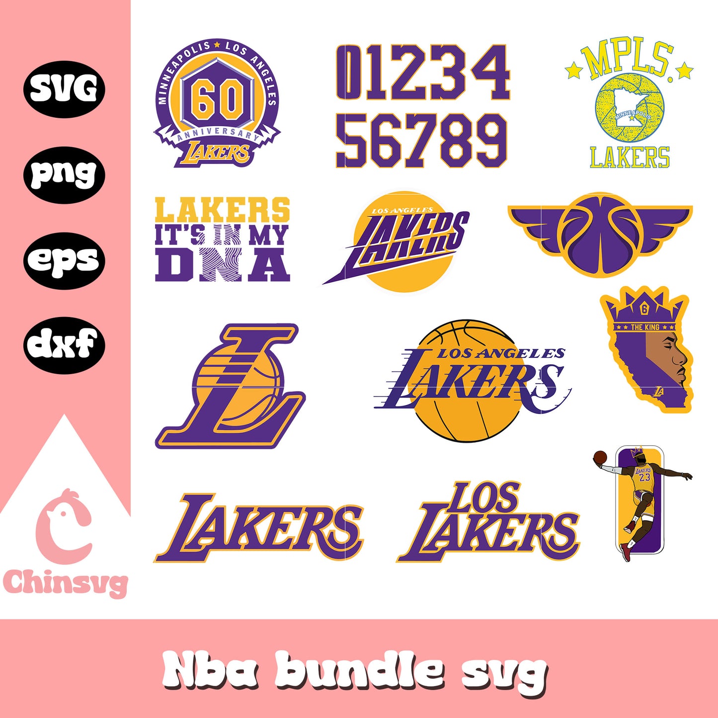 Lakers it's in my dna bundle svg, los angeles lakers nba svg