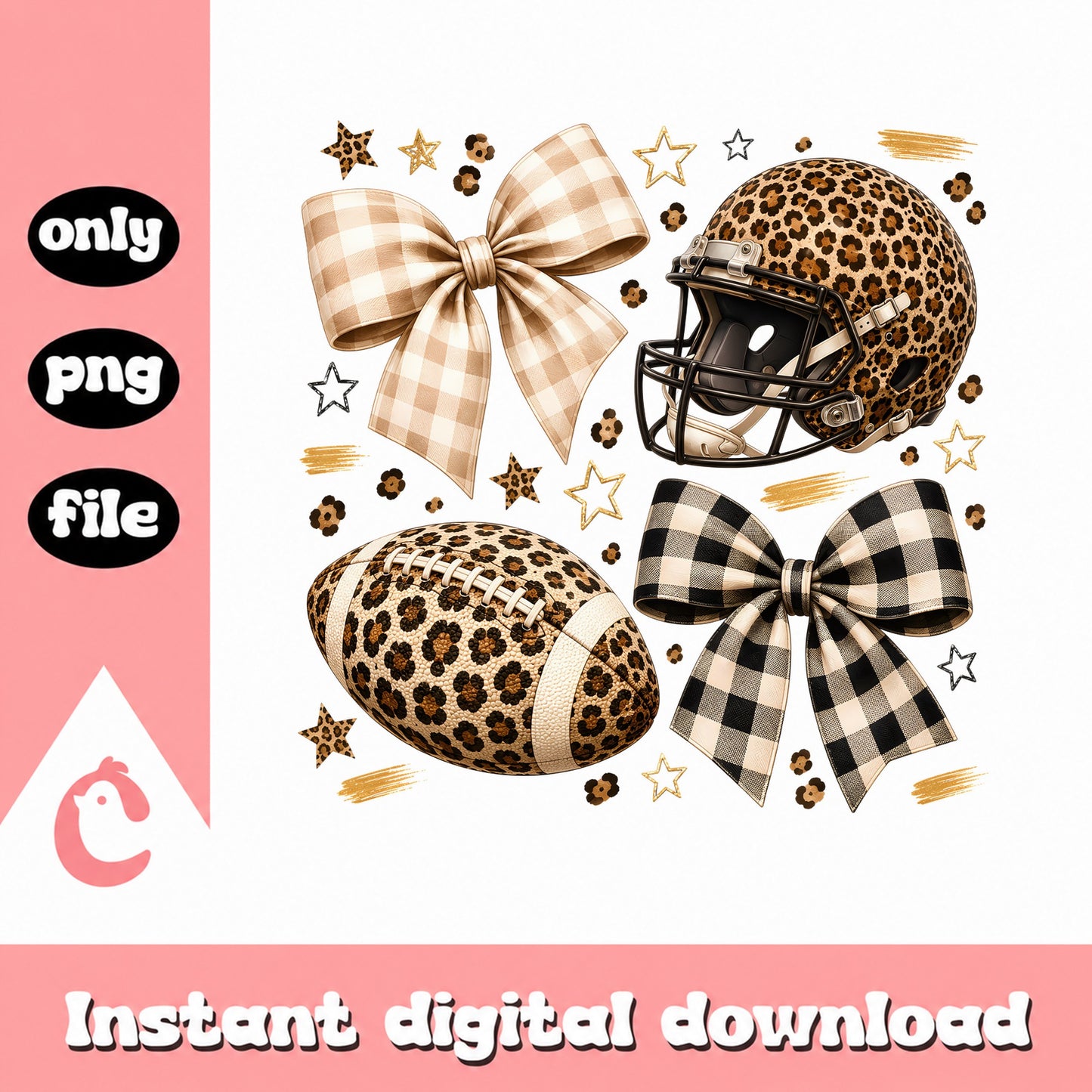 Leopard Football Coquette Bow PNG, Football Season PNG, Game Day PNG
