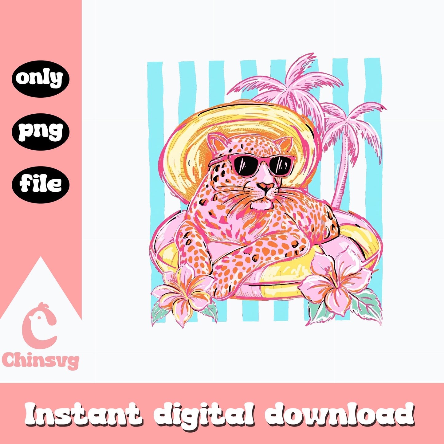 Leopard Summer Beach PNG, Tropical Cheetah Shirt, Summer PNG