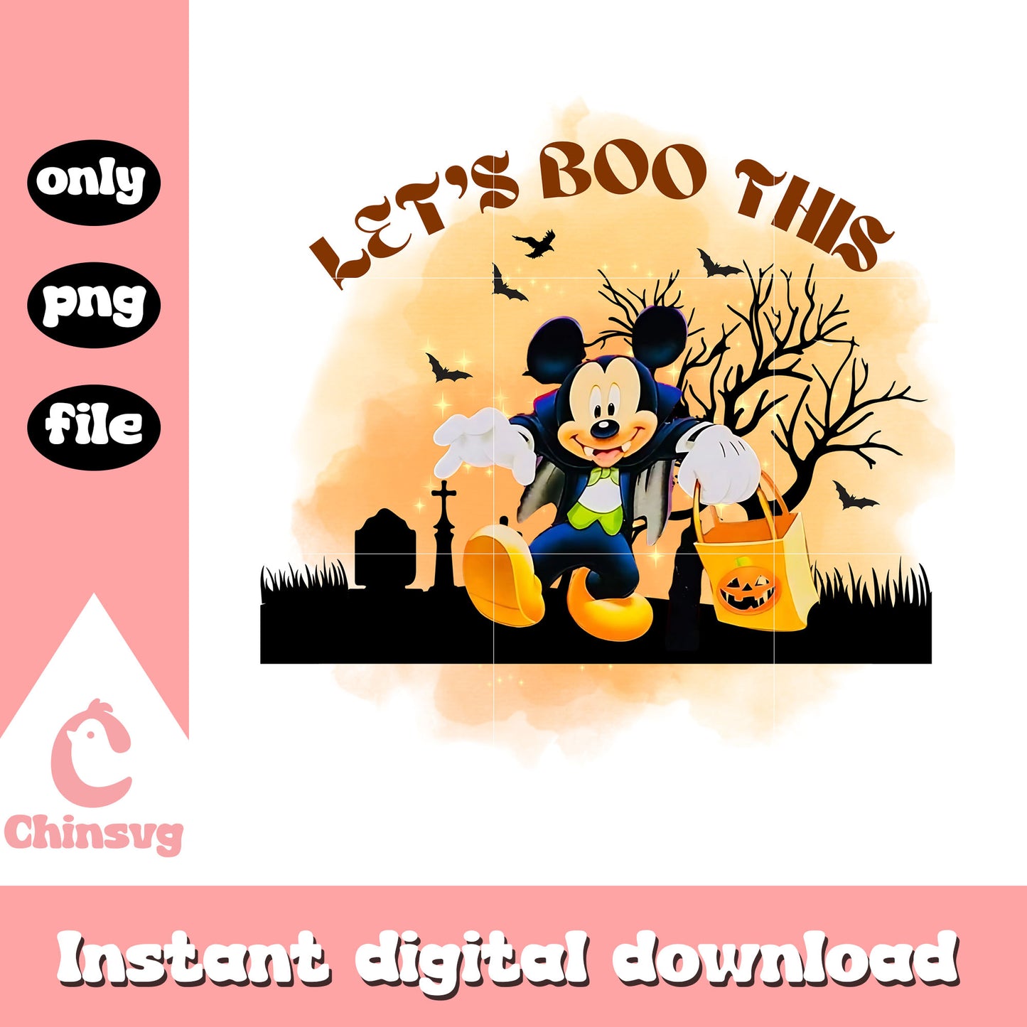 Let's boo this mickey mouse png, halloween background png