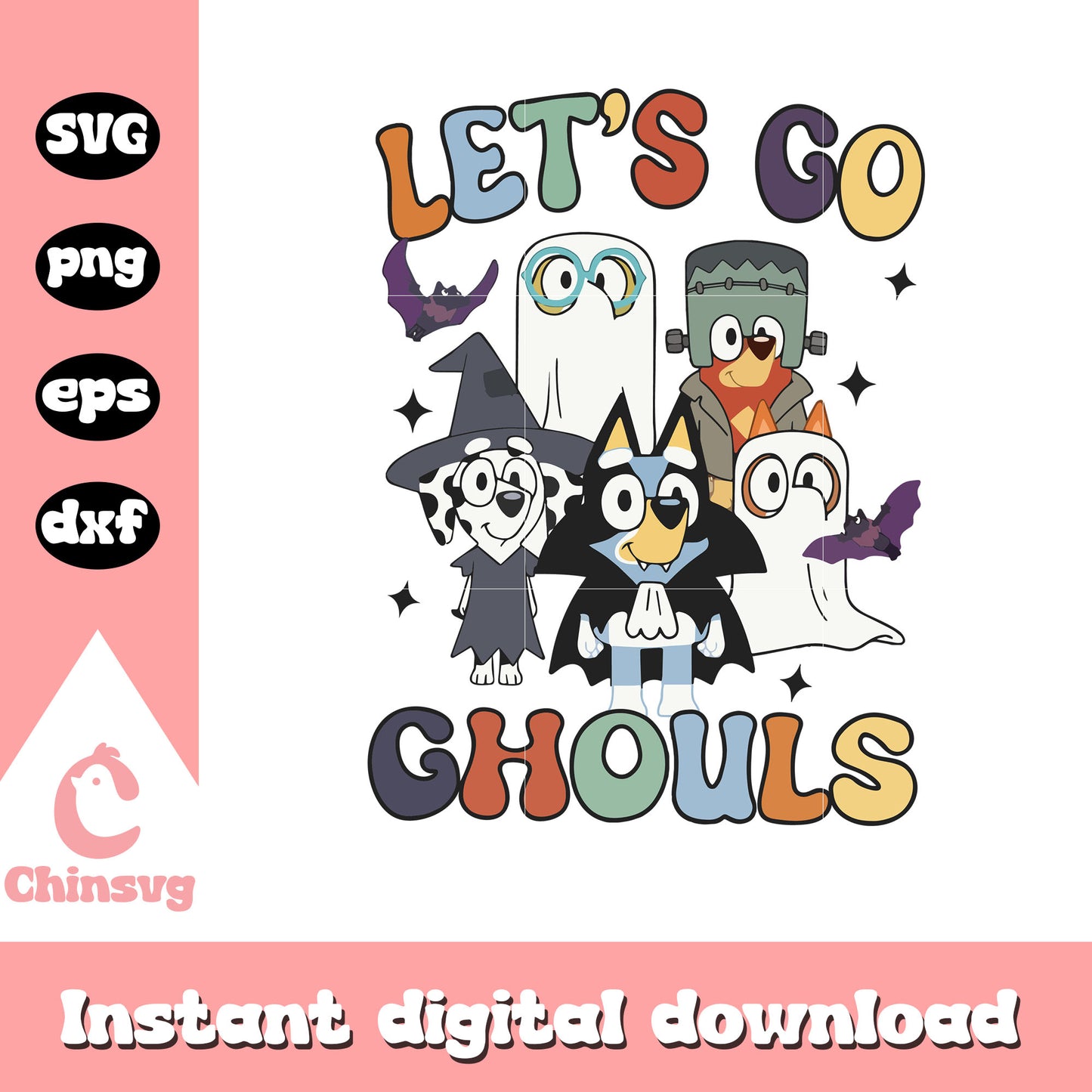 Let's go ghouls Bluey friends halloween svg, Horror halloween svg