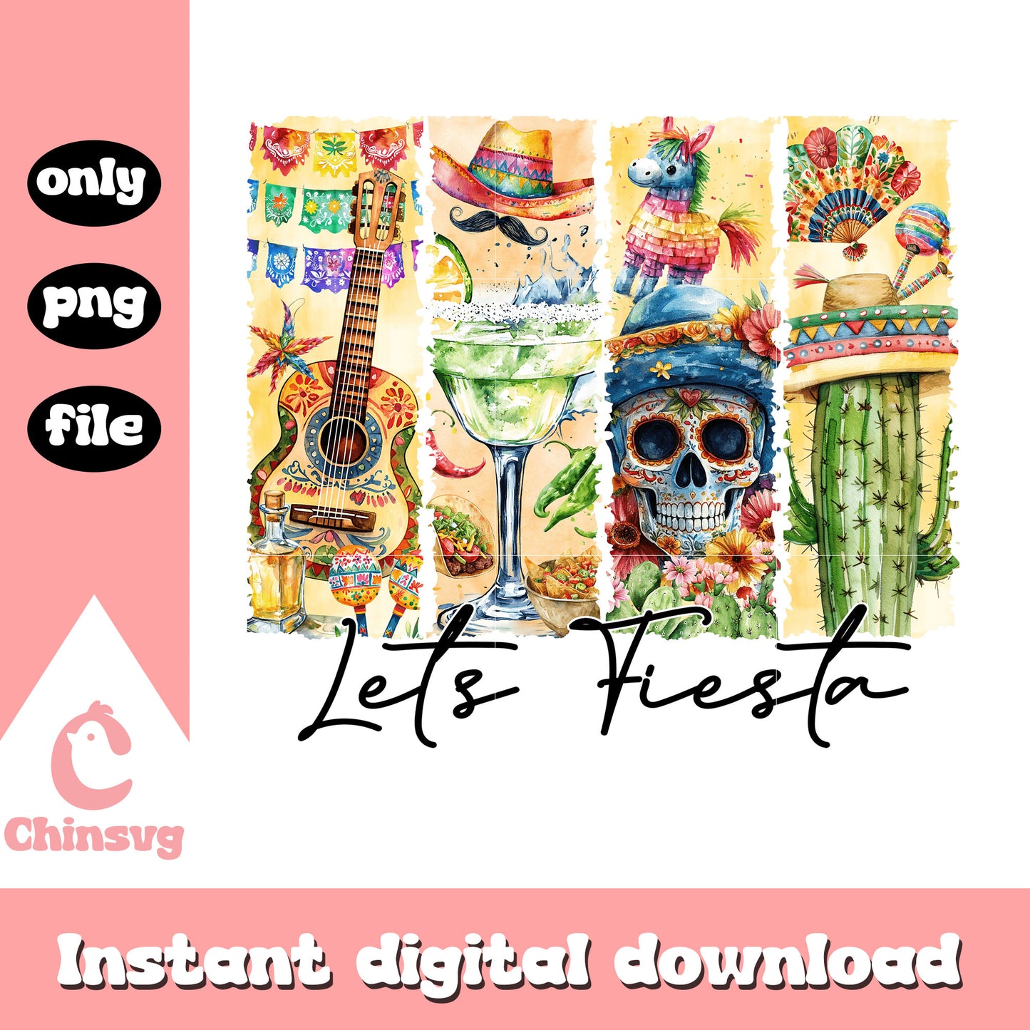 Lets fiesta water color design png, lets fiesta png, trending png
