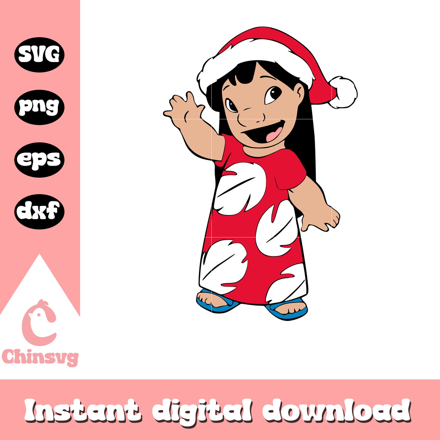 Lilo pelekai santa hat design svg, lilo and stitch santa hat svg