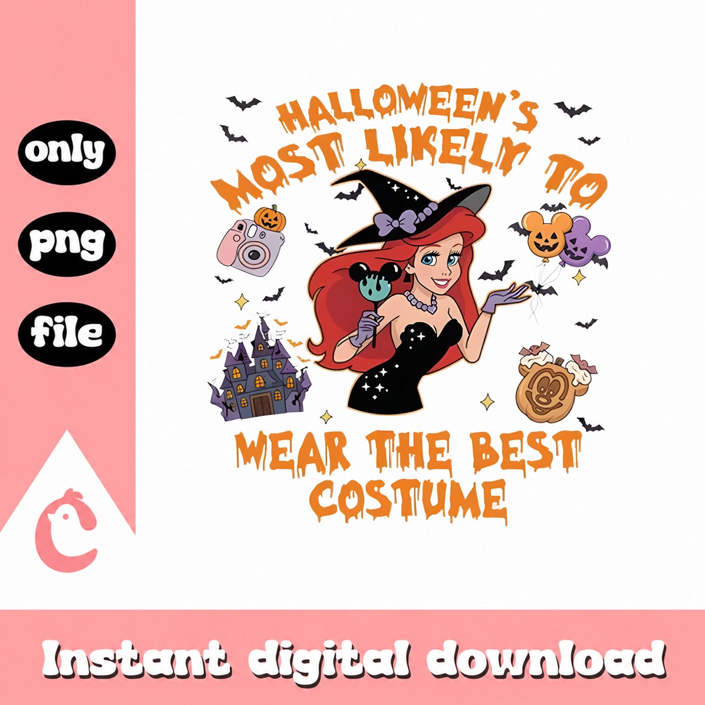 Little Mermaid Halloween PNG, Disney Princess, Ariel PNG