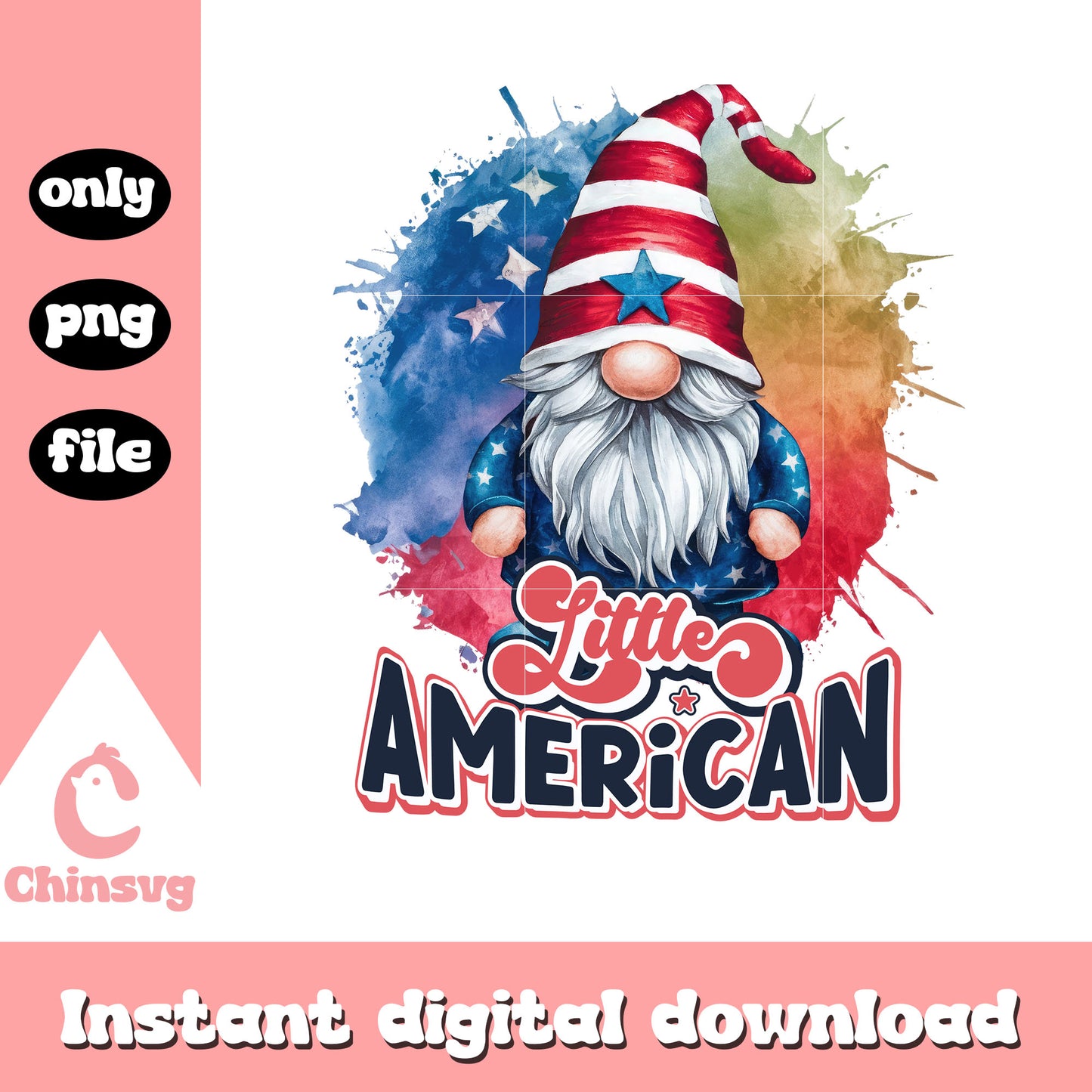 Little american dwarf design png, america 4th of july png