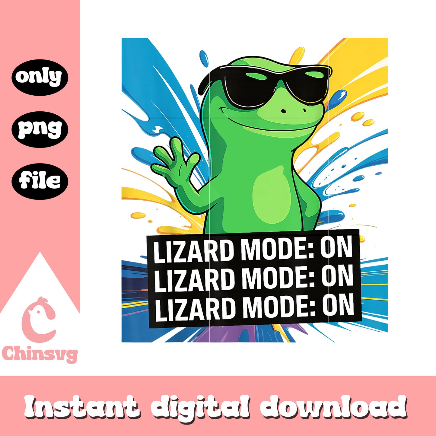 Lizard mode on watercolr design png, lizard meme png, trending png