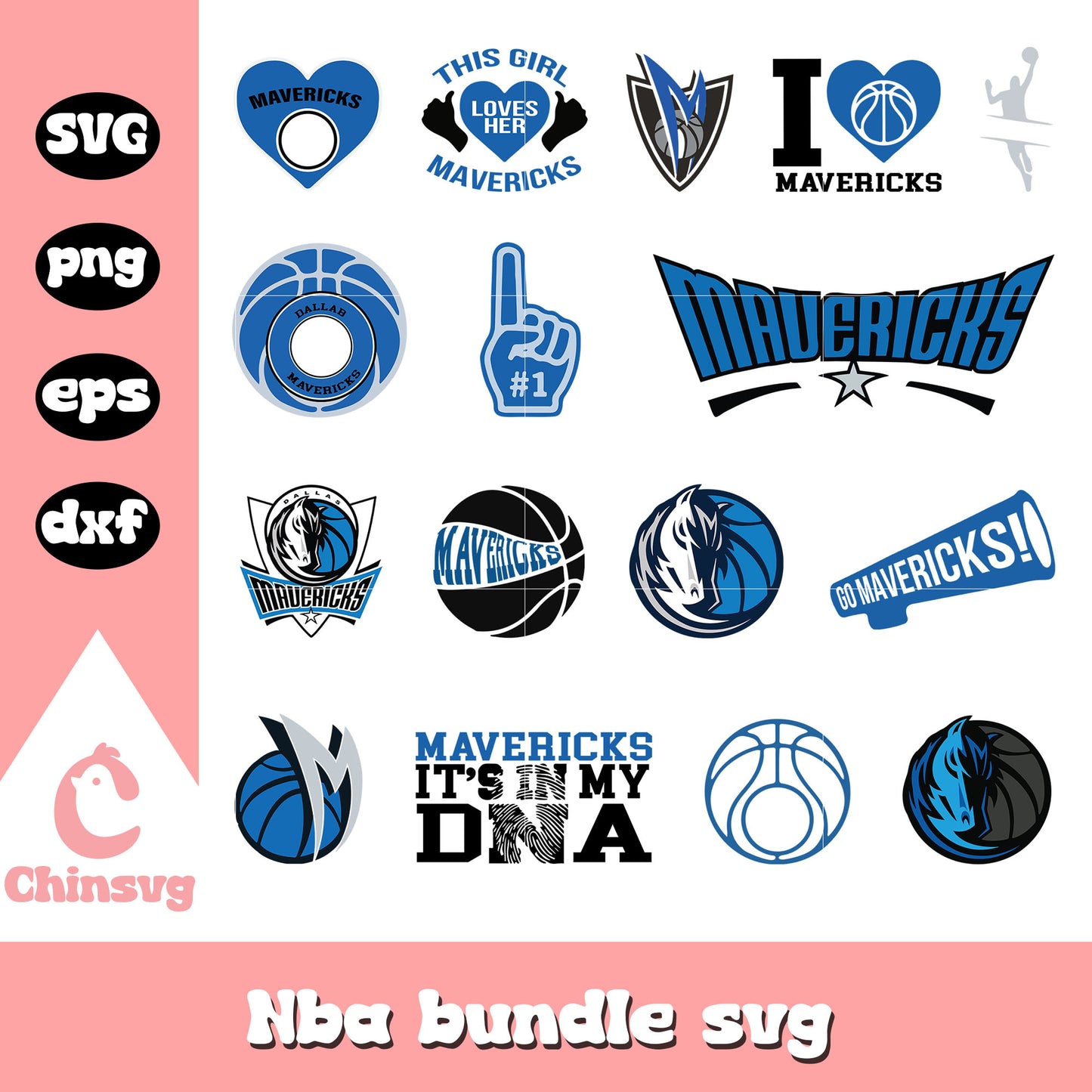 Logo Dallas Mavericks design bundle svg, nba team logos svg