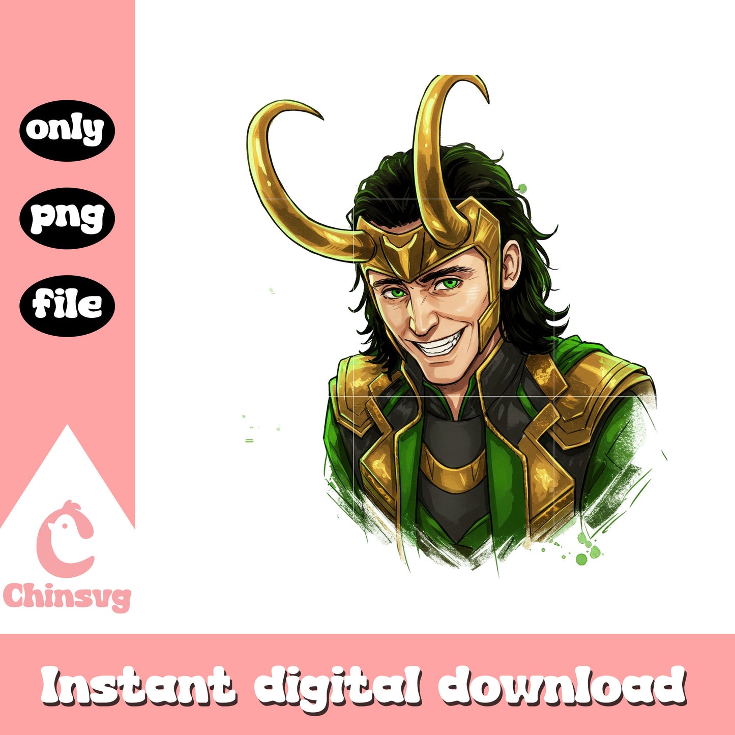 Loki posing splatter effect design png, loki character png