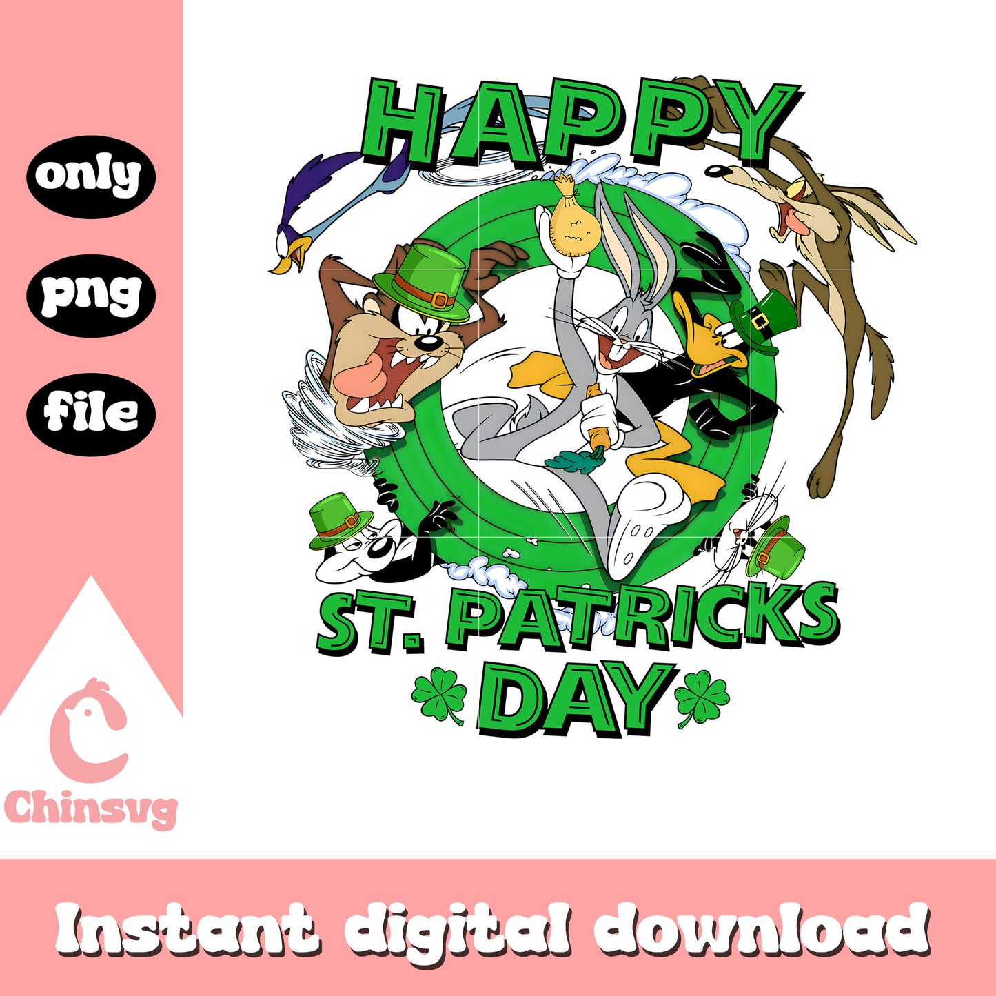 Looney tunes characters happy st.patrick's day png, patrick png