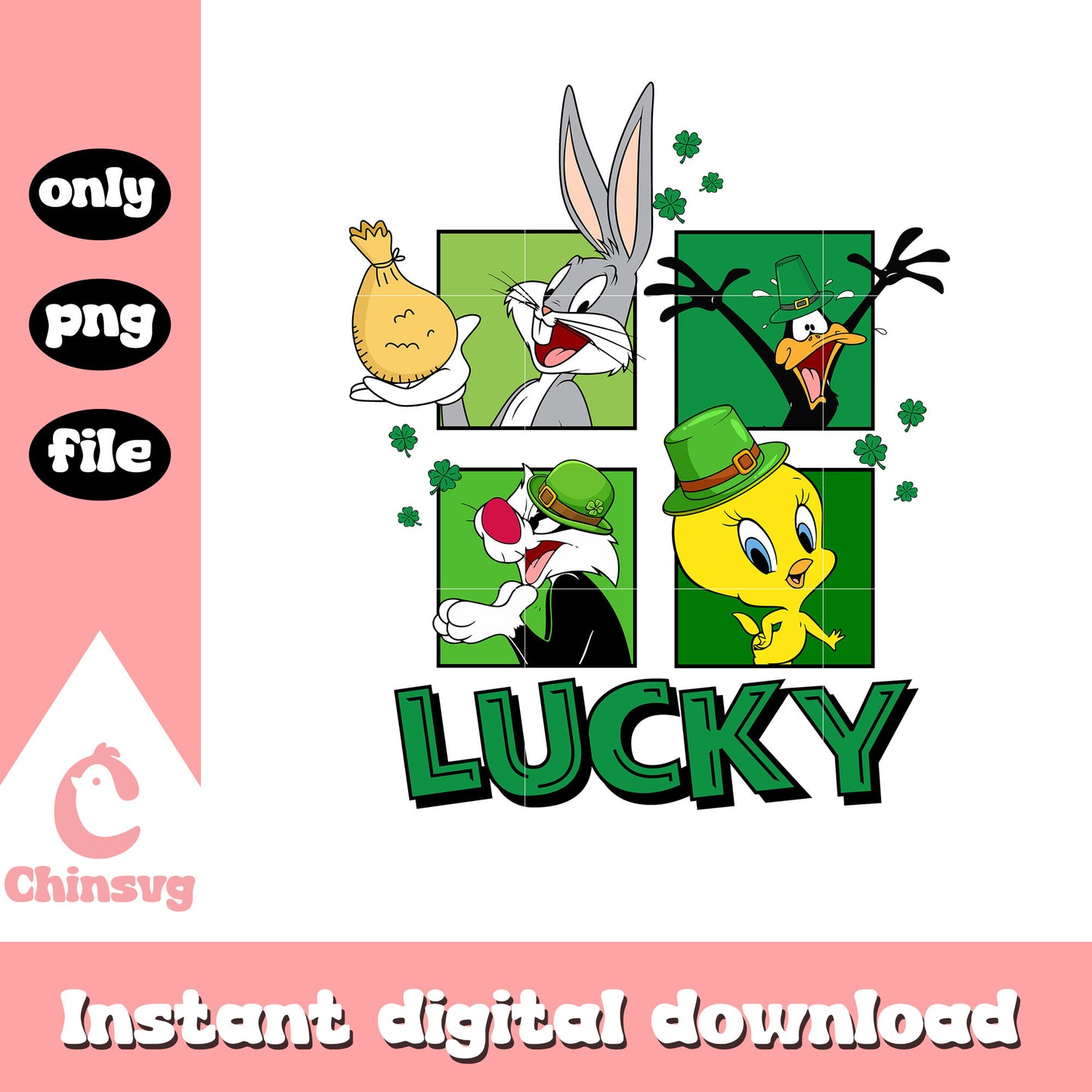 Looney tunes lucky font design png, looney tunes png, patrick's day png