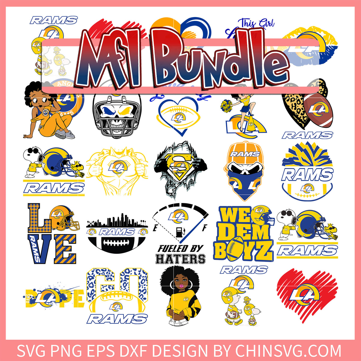 Los Angeles Rams nfl football team bundle svg, nfl scores svg