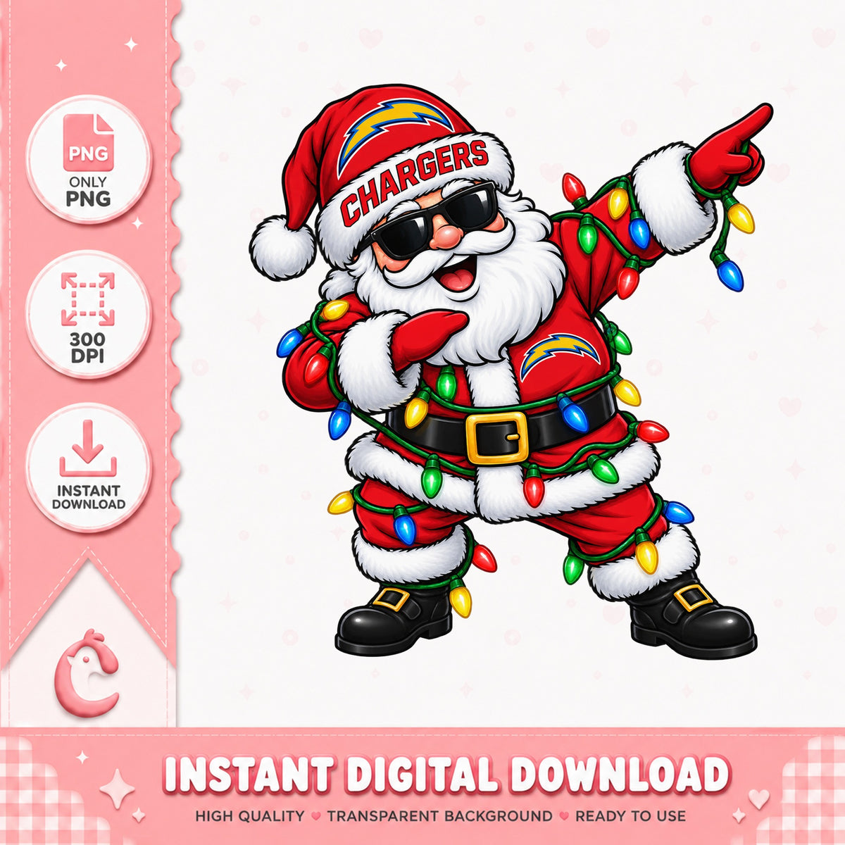 Los Angeles Chargers Santa Claus, Christmas Dabbing Santa, PNG
