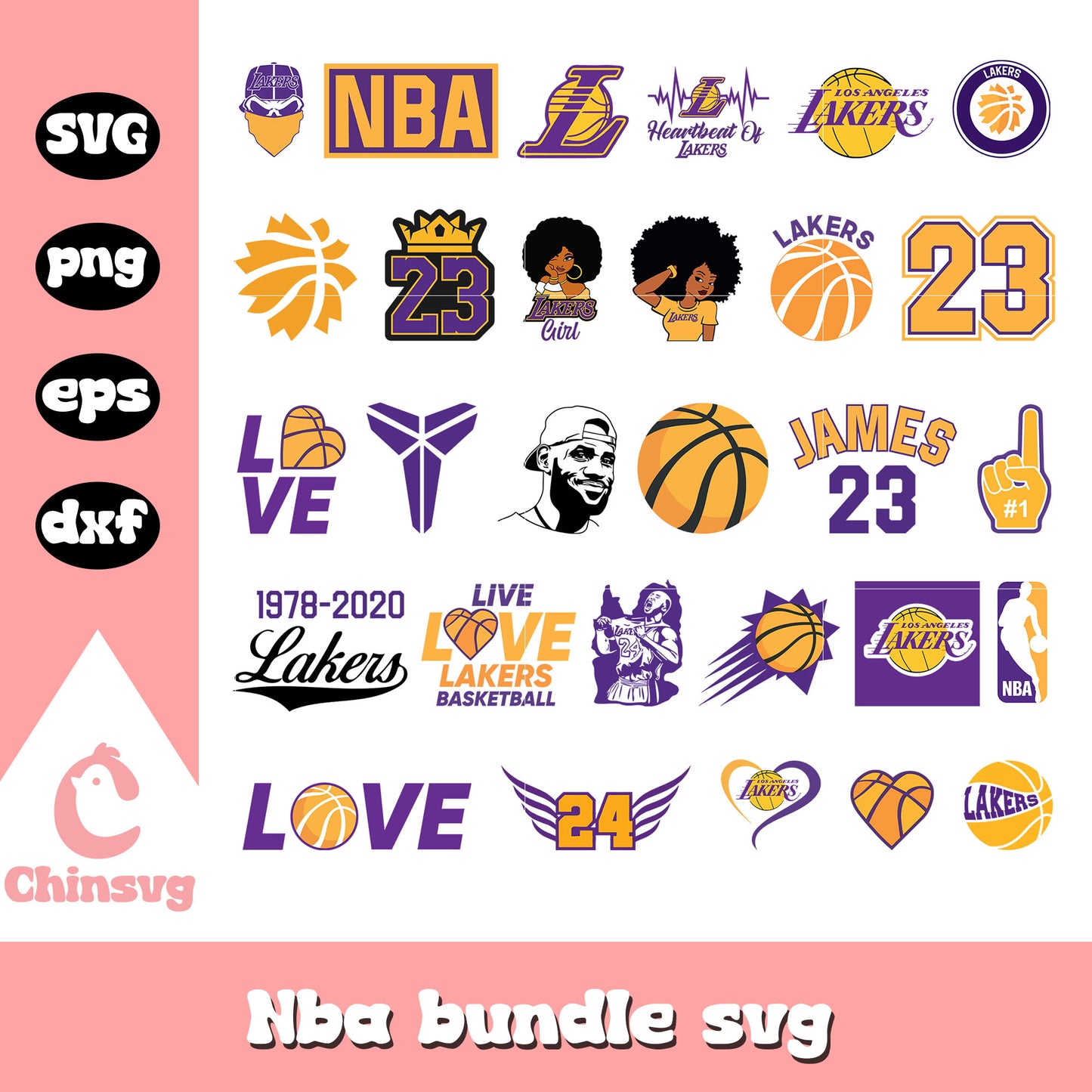 Los angeles lakers logo design bundle svg, nba lakers svg