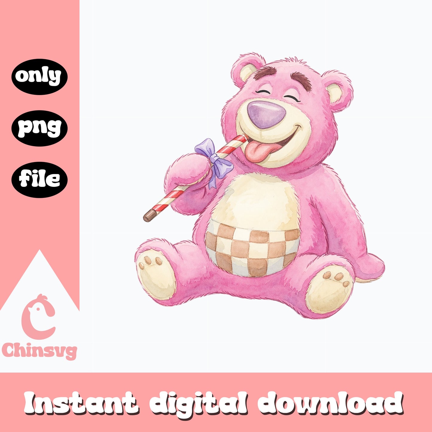 Lotso Bear PNG, Toy Story Disney PNG, Watercolor Bear PNG