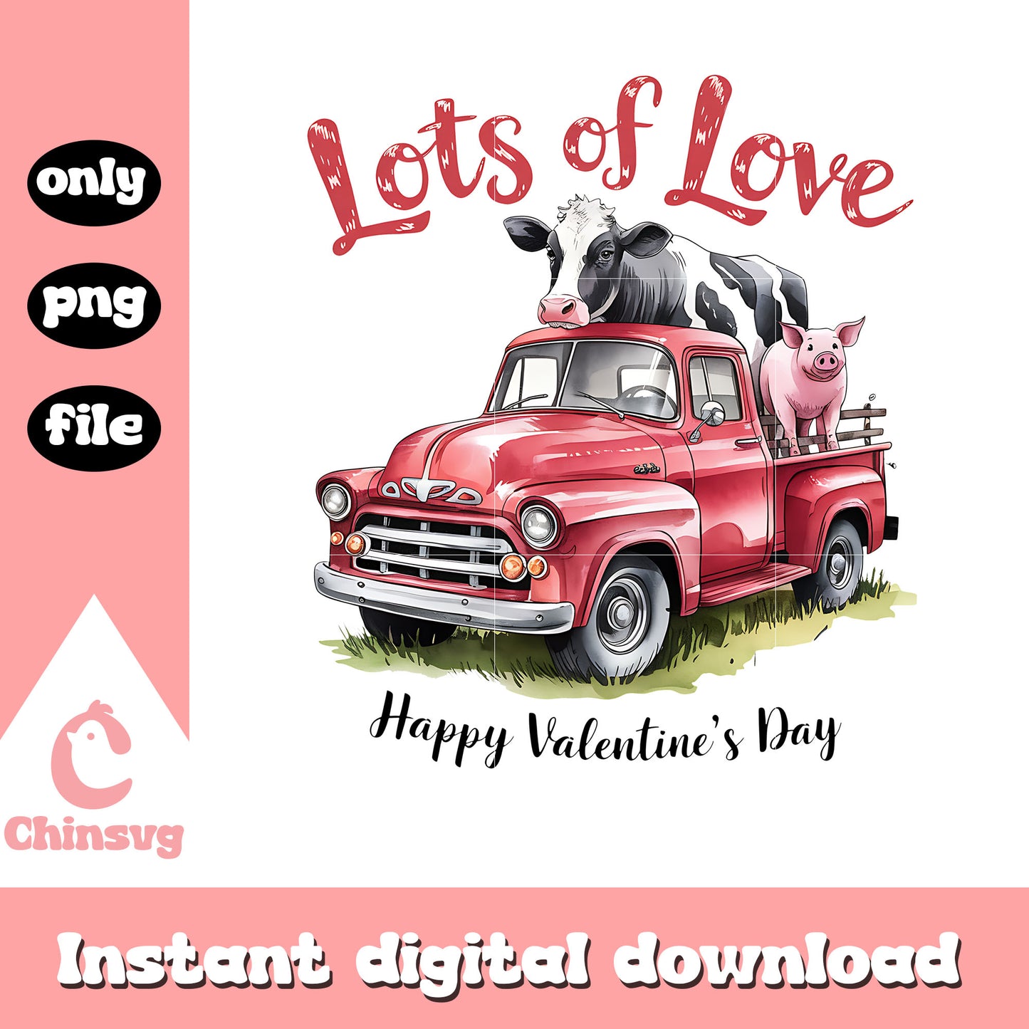 Lots of love happy valentine's day png, valentine farm png