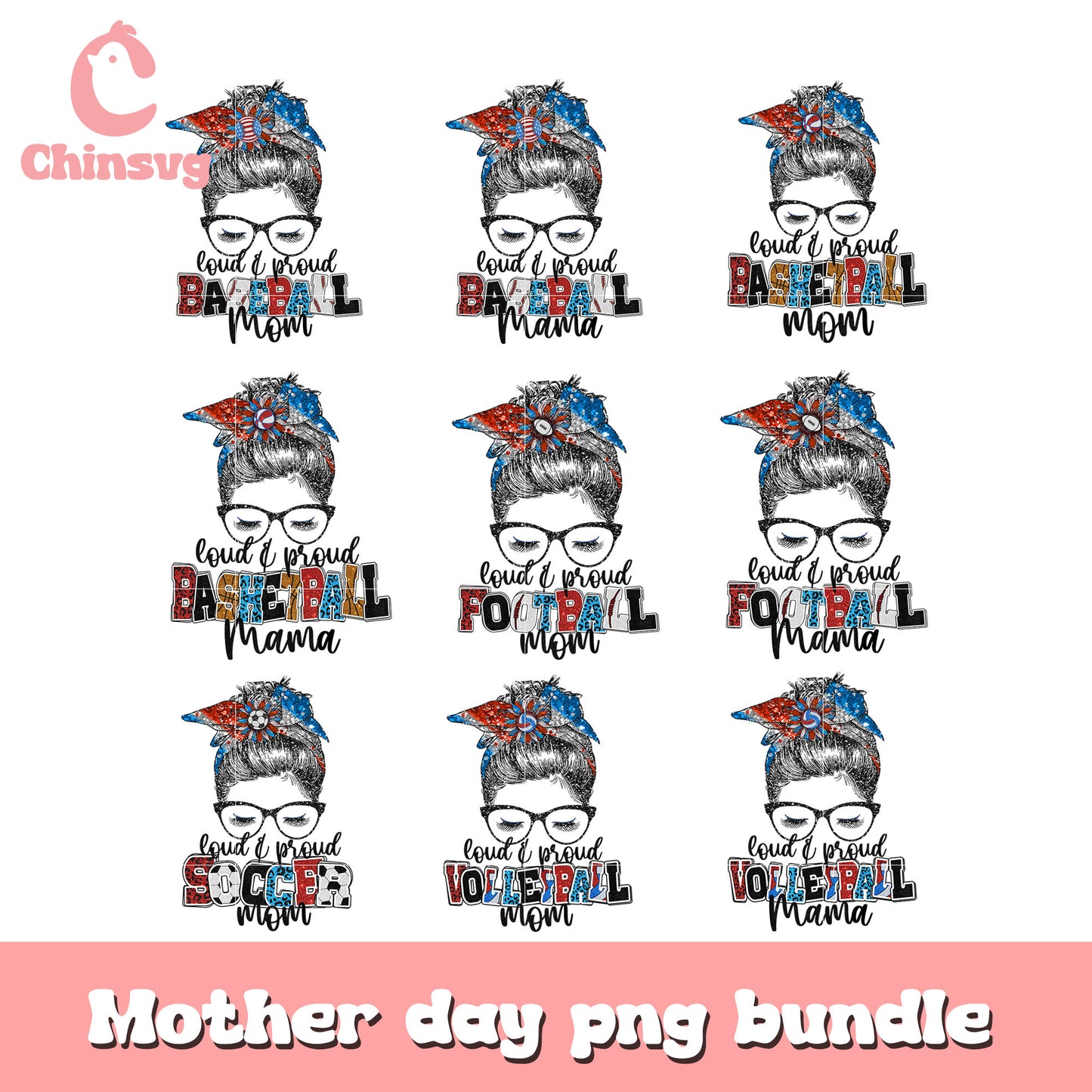 Loud and proud sport Mom bundle png, sports mom png, mother day png