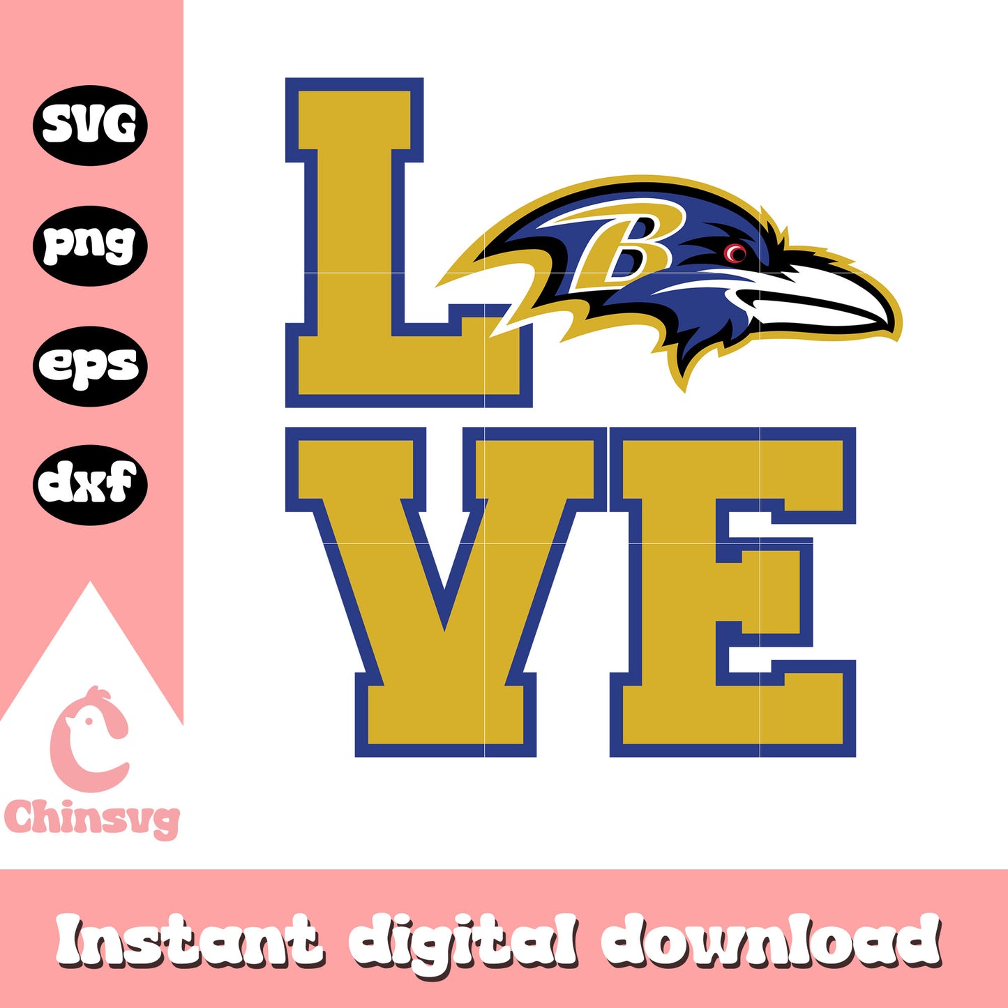 Love baltimore ravens logo design svg, nfl streams svg