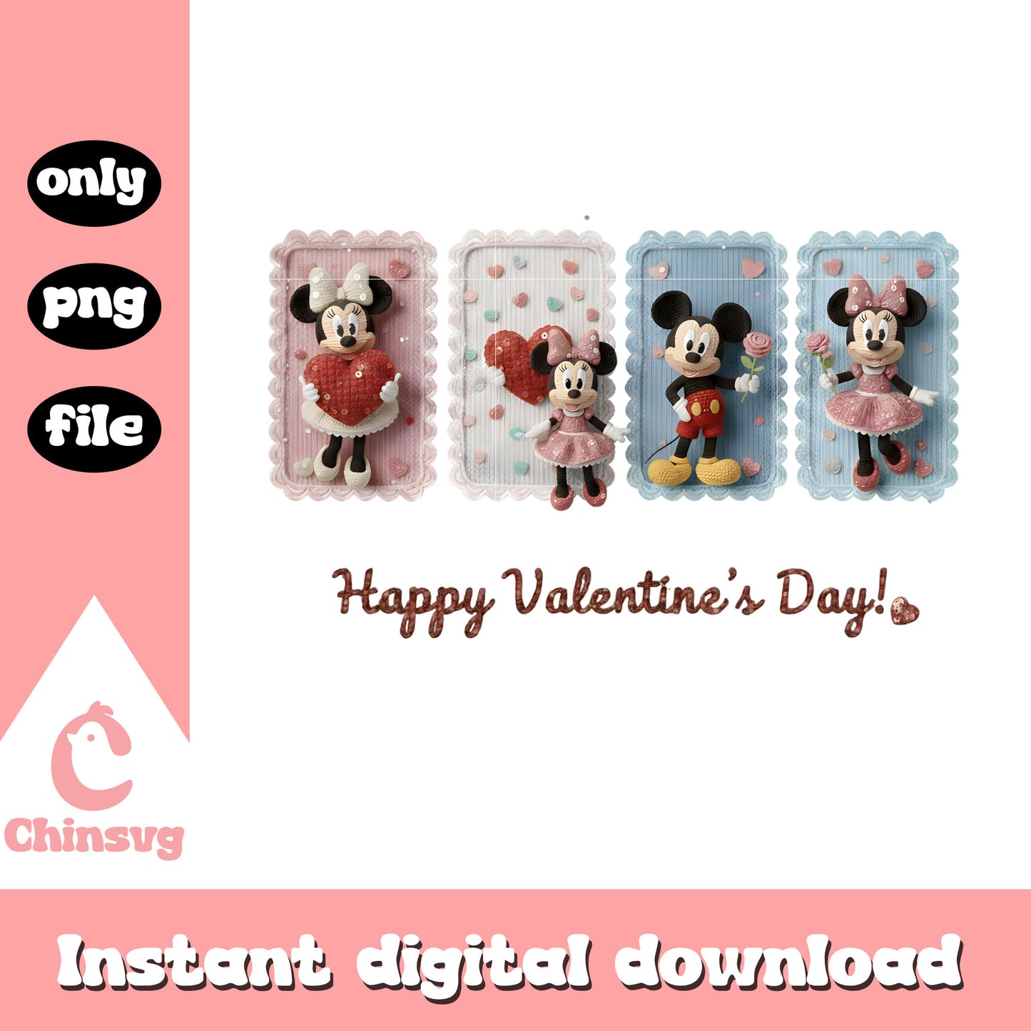 Love design couple crochet png, disney valentine's day png