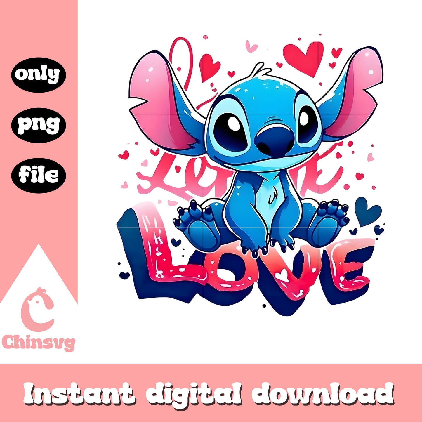 Love design stitch hearts png, stitch valentines day png