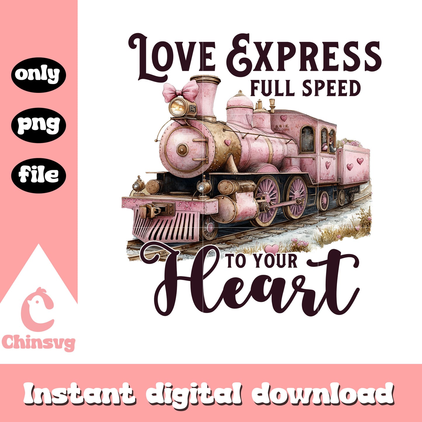 Love express valentines sublimation png, valentines train png