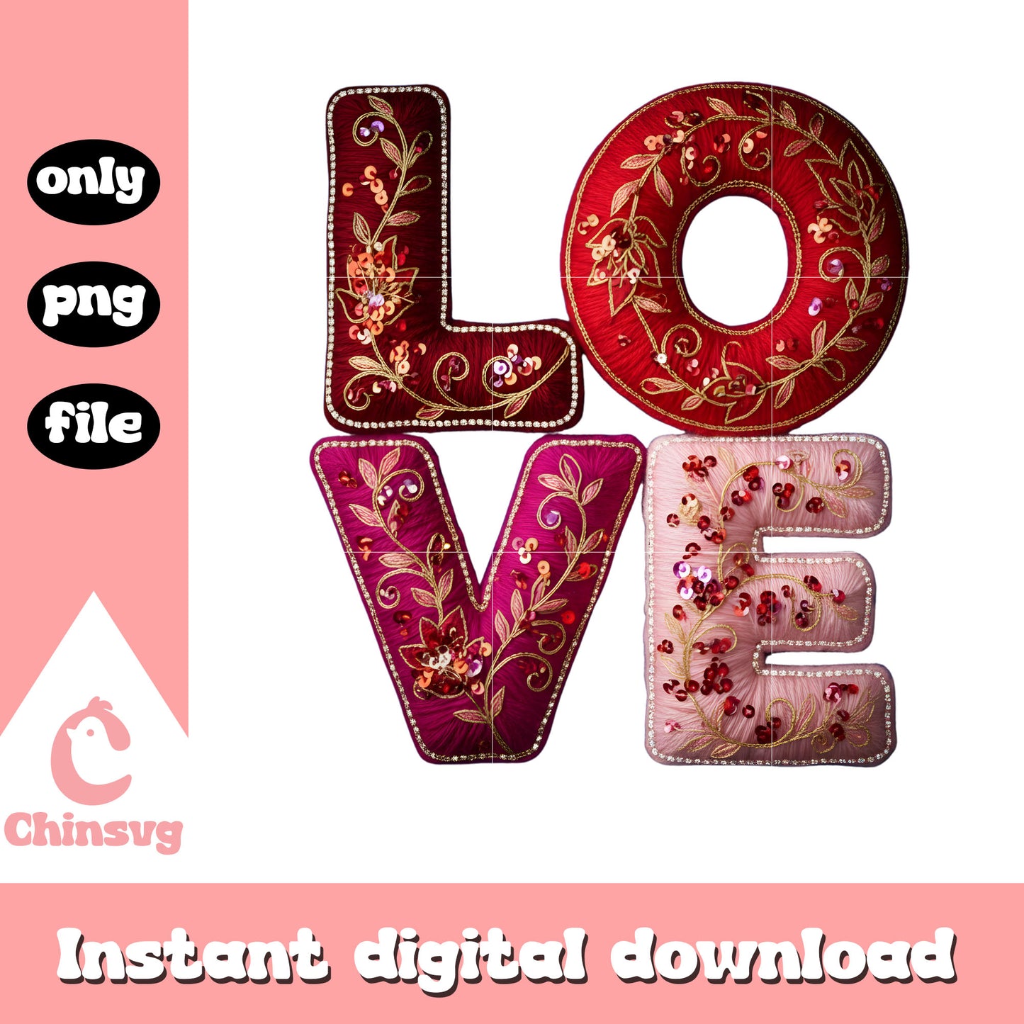 Love pattern digital crochet png, happy valentine my love png