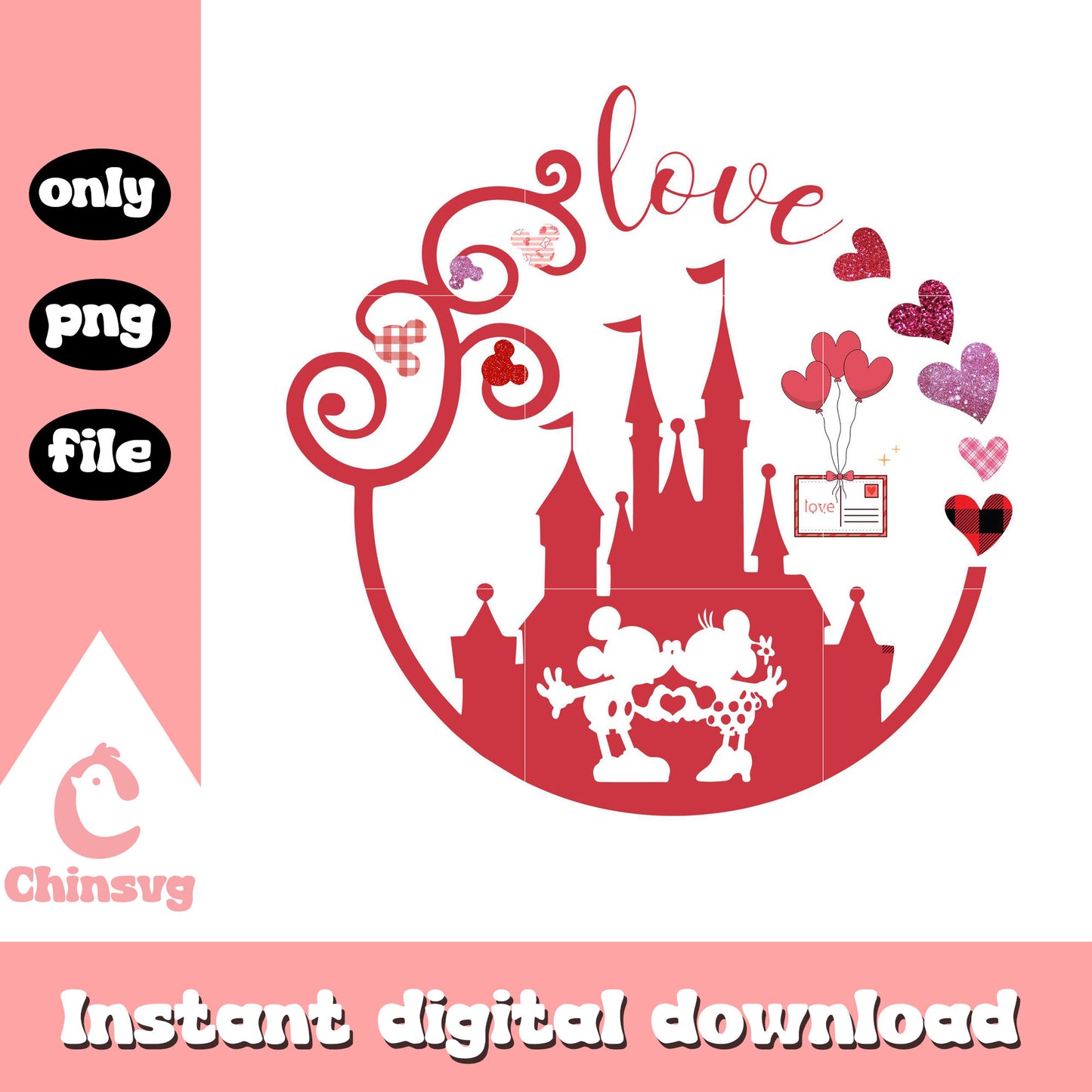 Love valentine png, disney couple png, disney valentine png