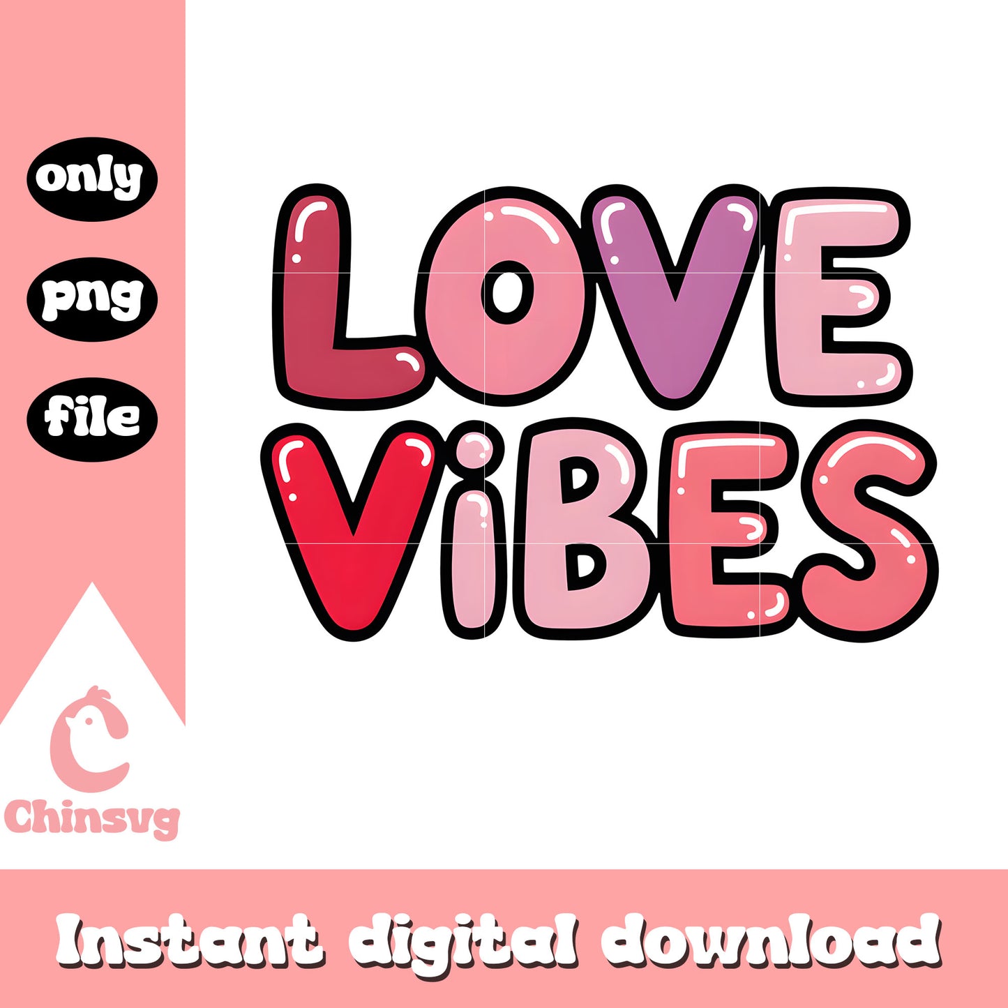 Love vibes cartoon font valentine png, love vibes png, valentine png