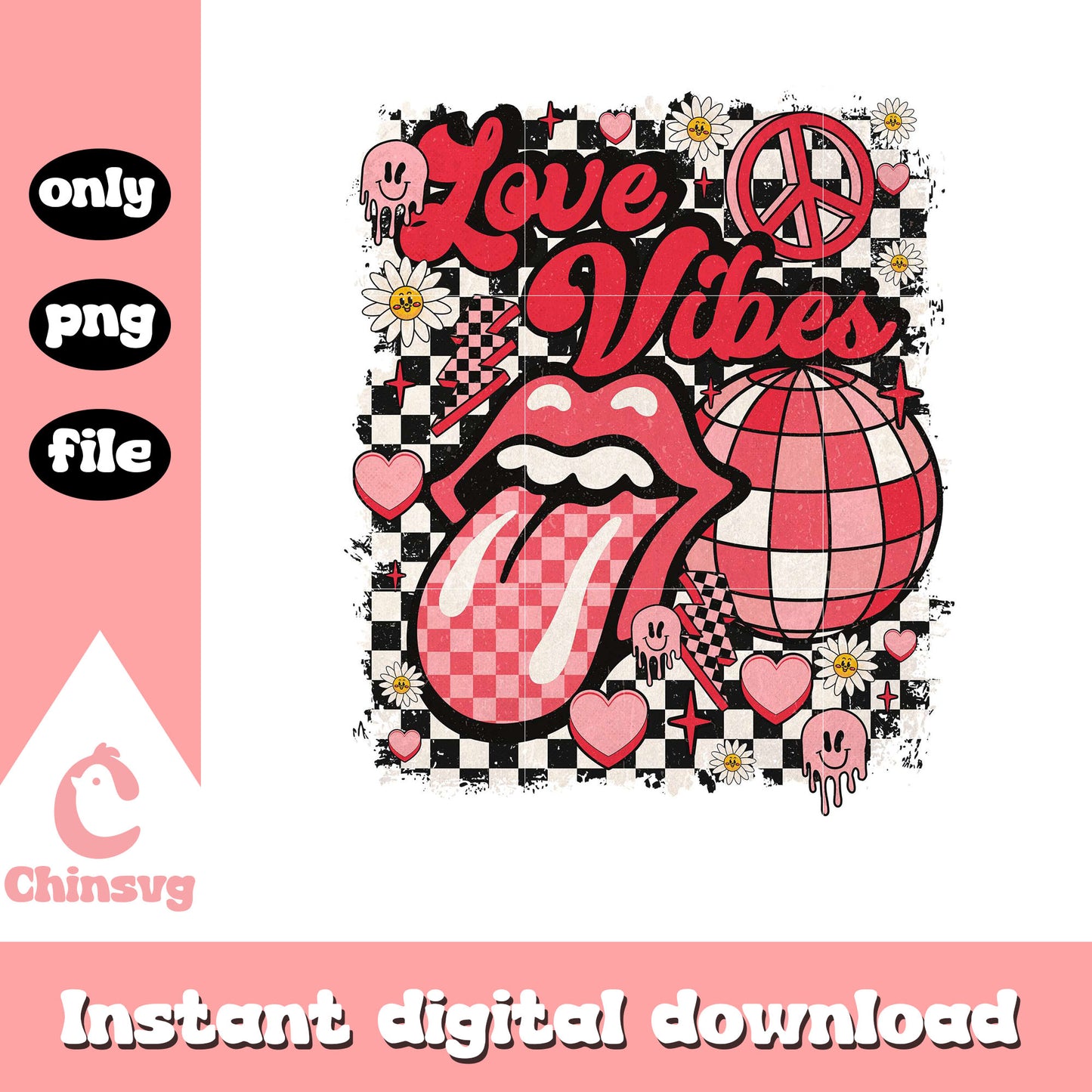 Love vibes touge lips valentine png, Love vibes png, lips design png