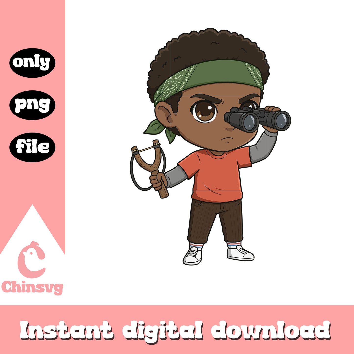 Lucas character chibi design png, stranger things lucas png